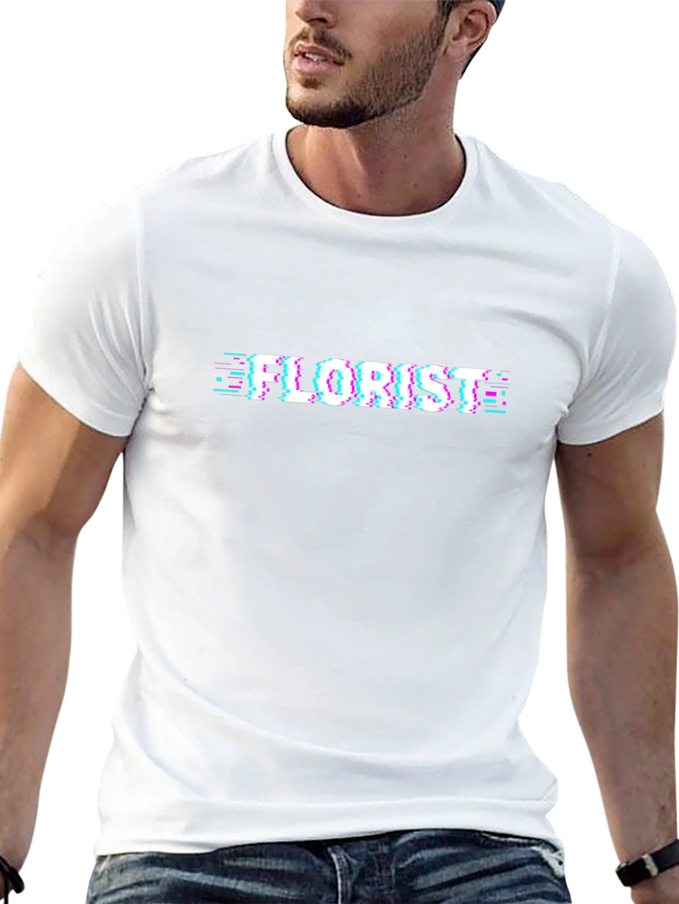 Florist Glitch Style Black T-Shirt