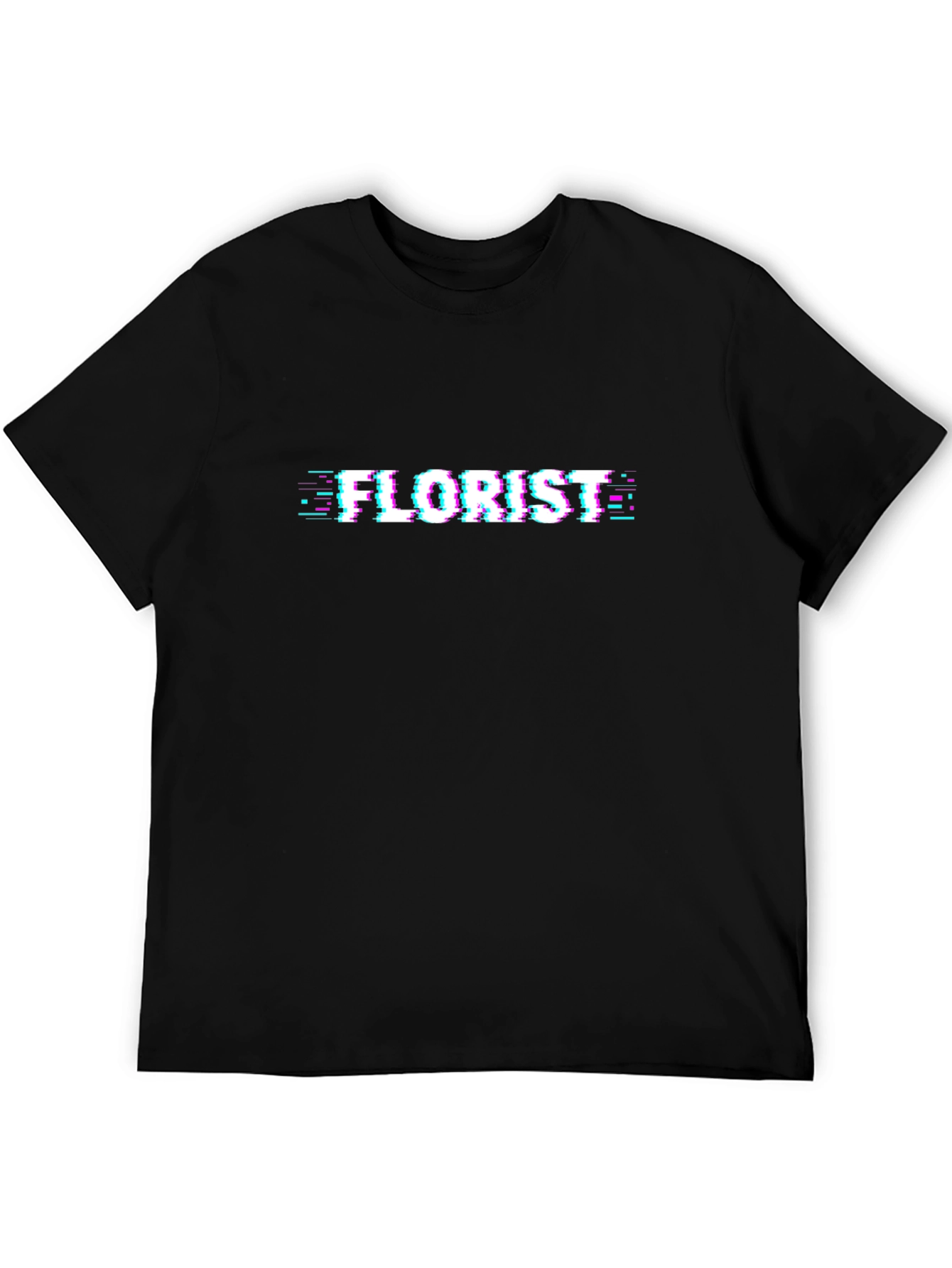 Florist Glitch Style Black T-Shirt