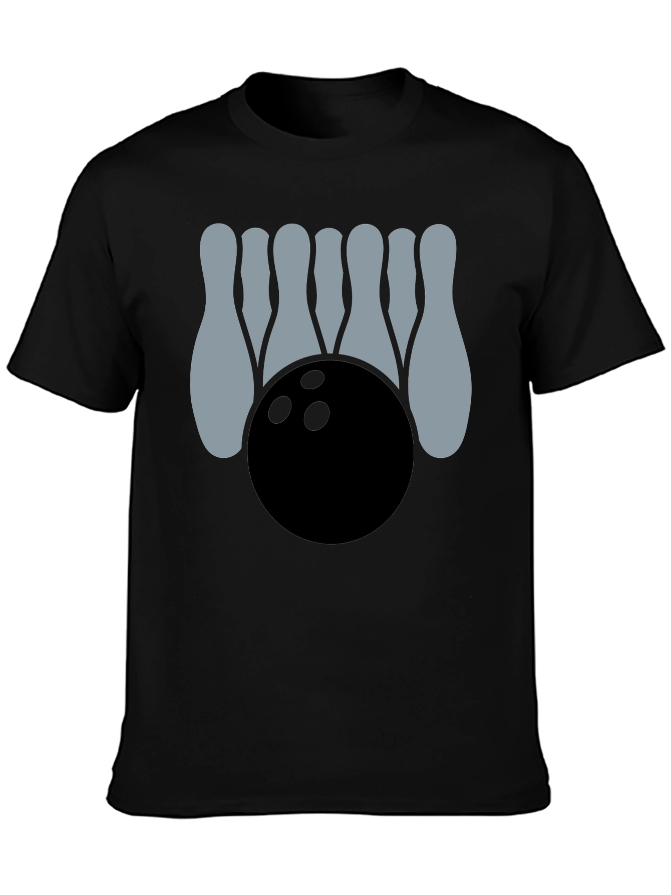 Bowling Strike Graphic Tee - Black Cotton Casual Shirt