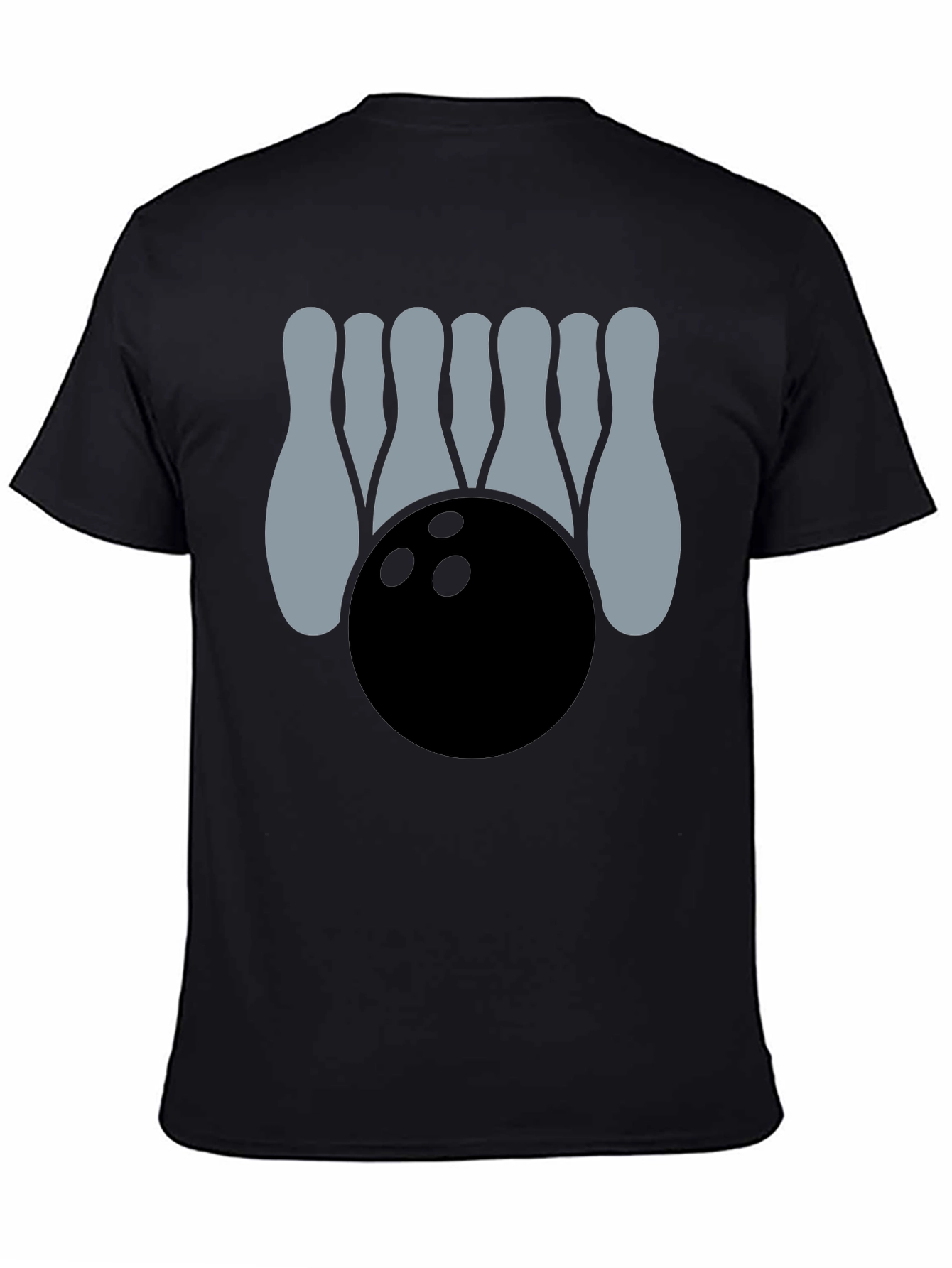 Bowling Strike Graphic Tee - Black Cotton Casual Shirt