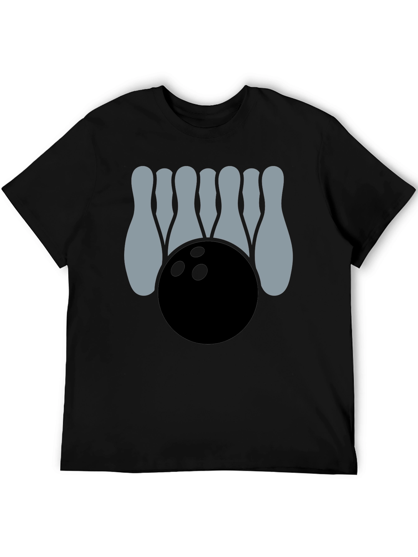 Bowling Strike Graphic Tee - Black Cotton Casual Shirt