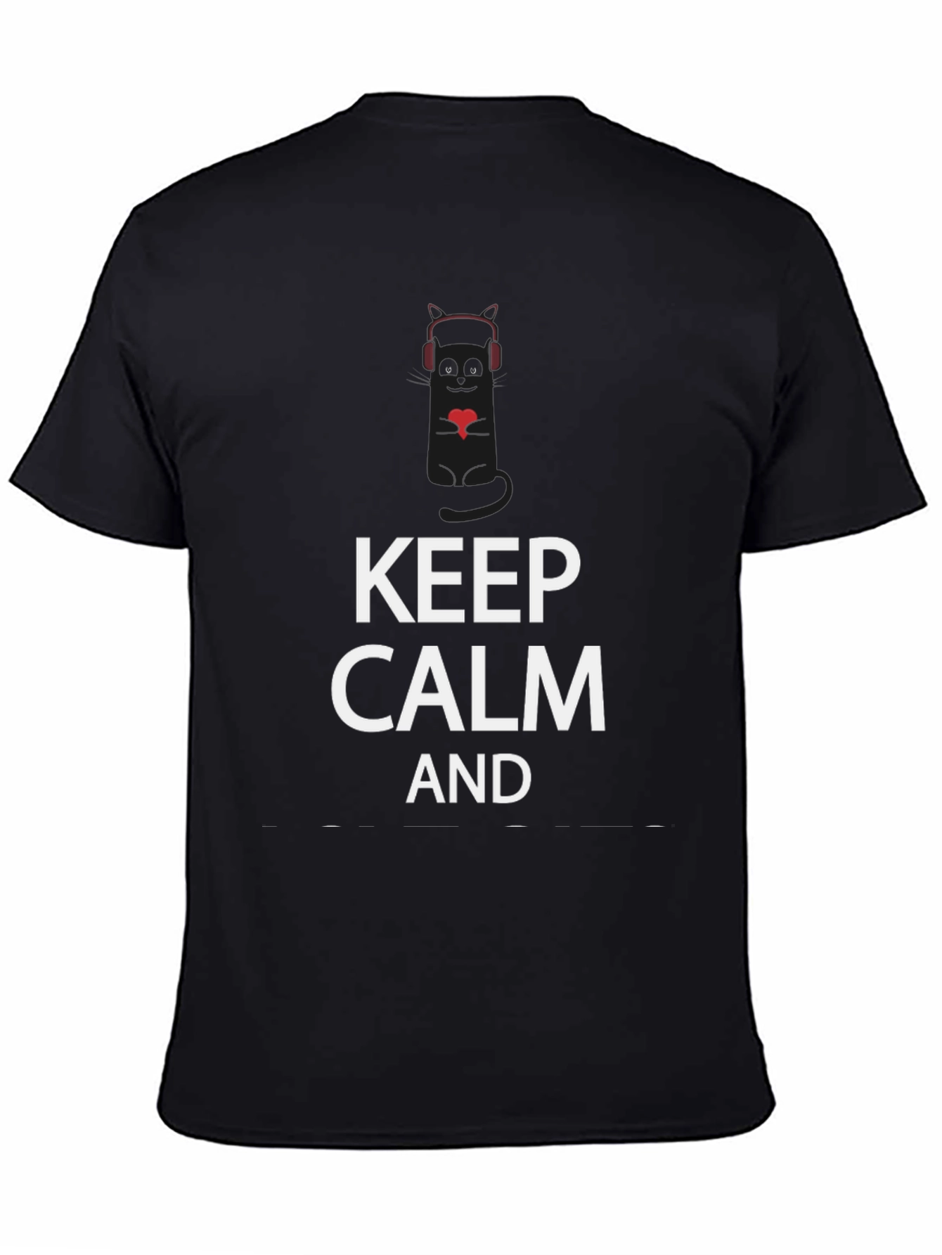 Keep Calm Cat T-Shirt - Black Cotton Tee