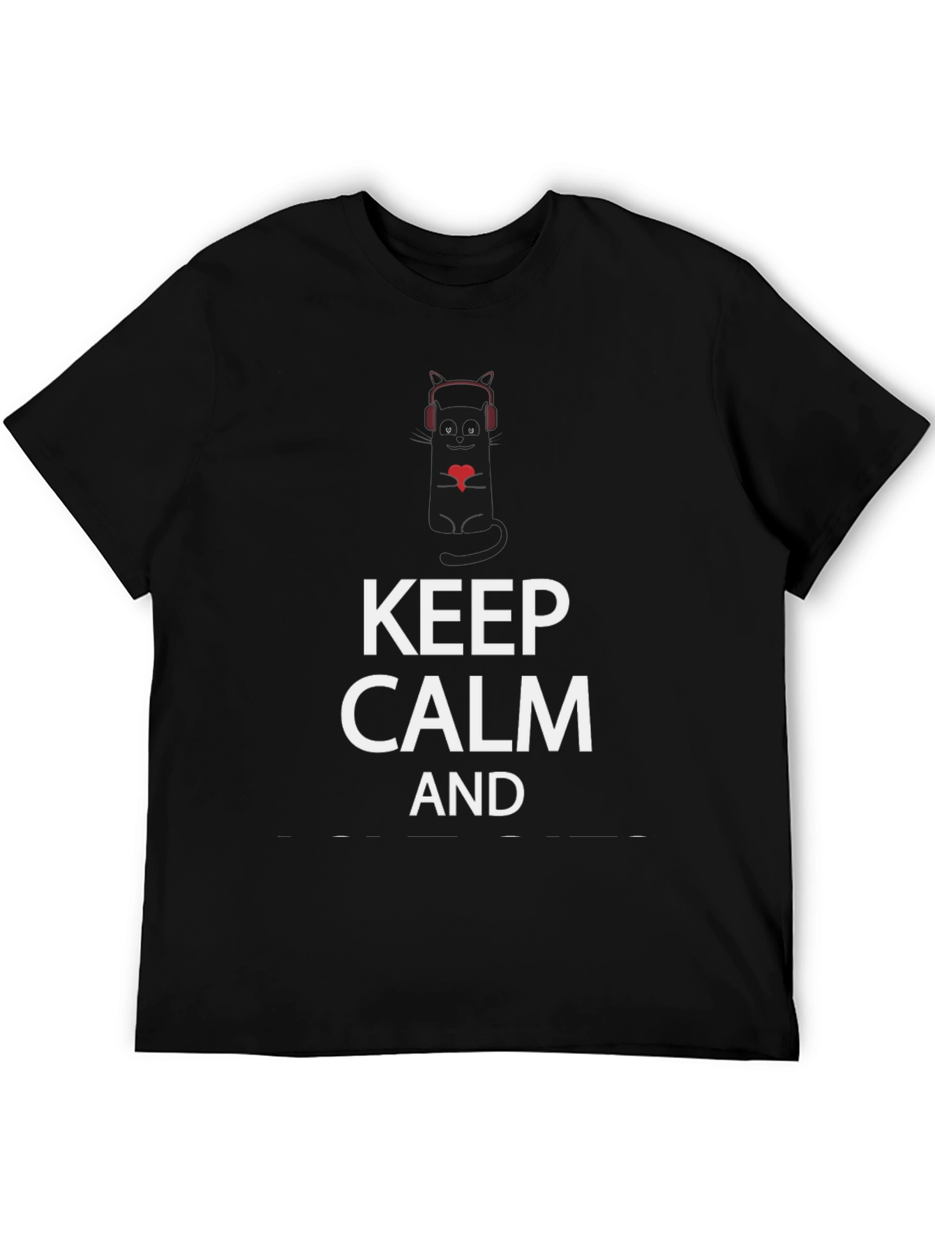Keep Calm Cat T-Shirt - Black Cotton Tee