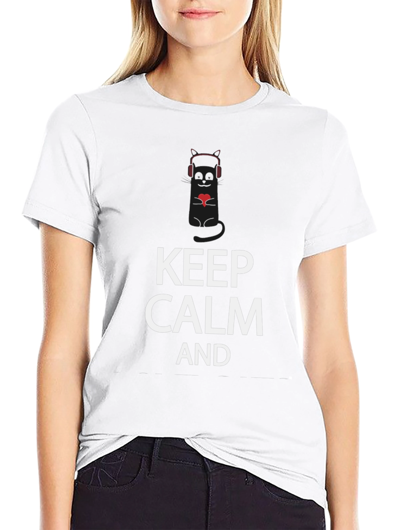 Keep Calm Cat T-Shirt - Black Cotton Tee