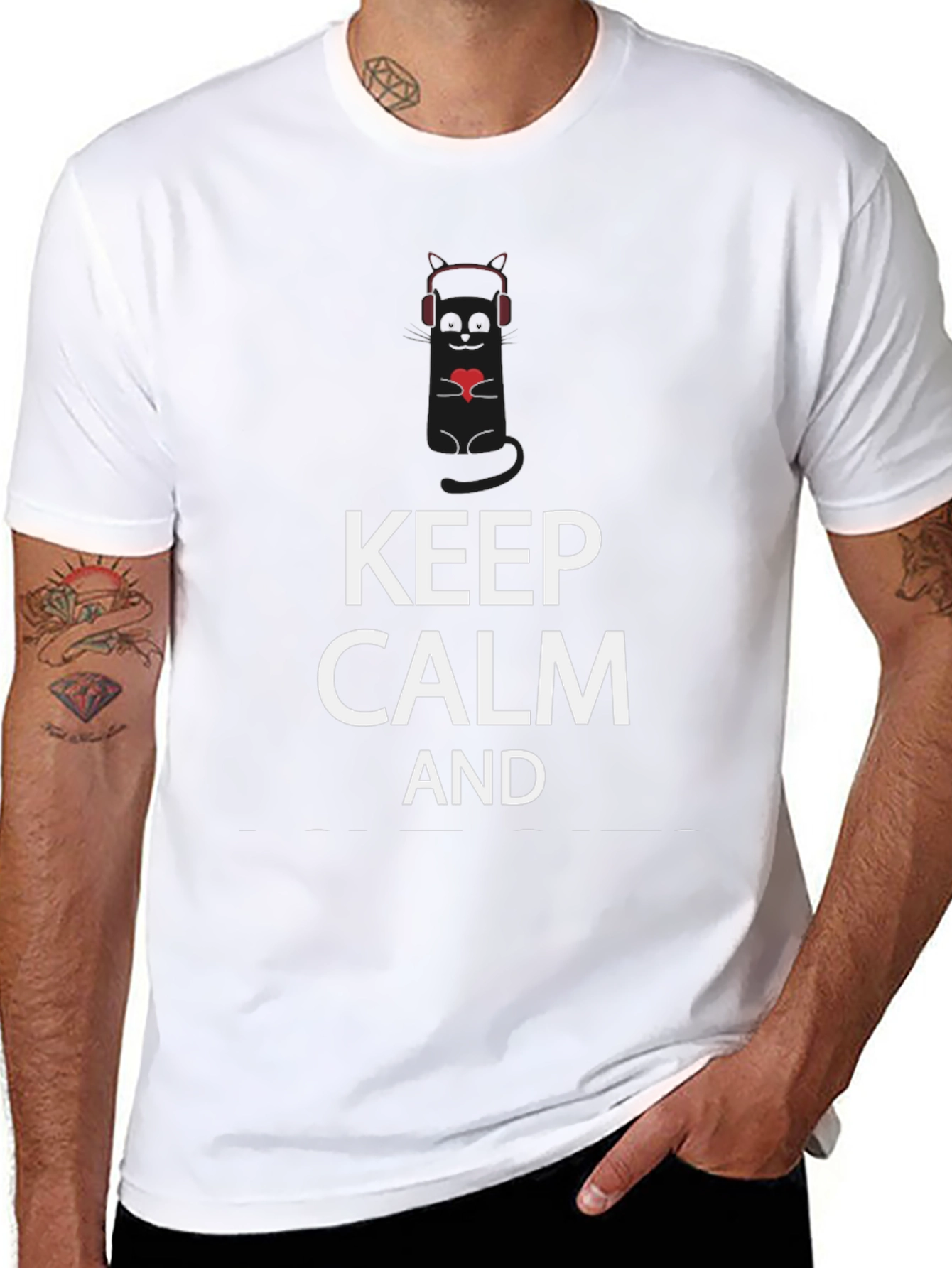 Keep Calm Cat T-Shirt - Black Cotton Tee
