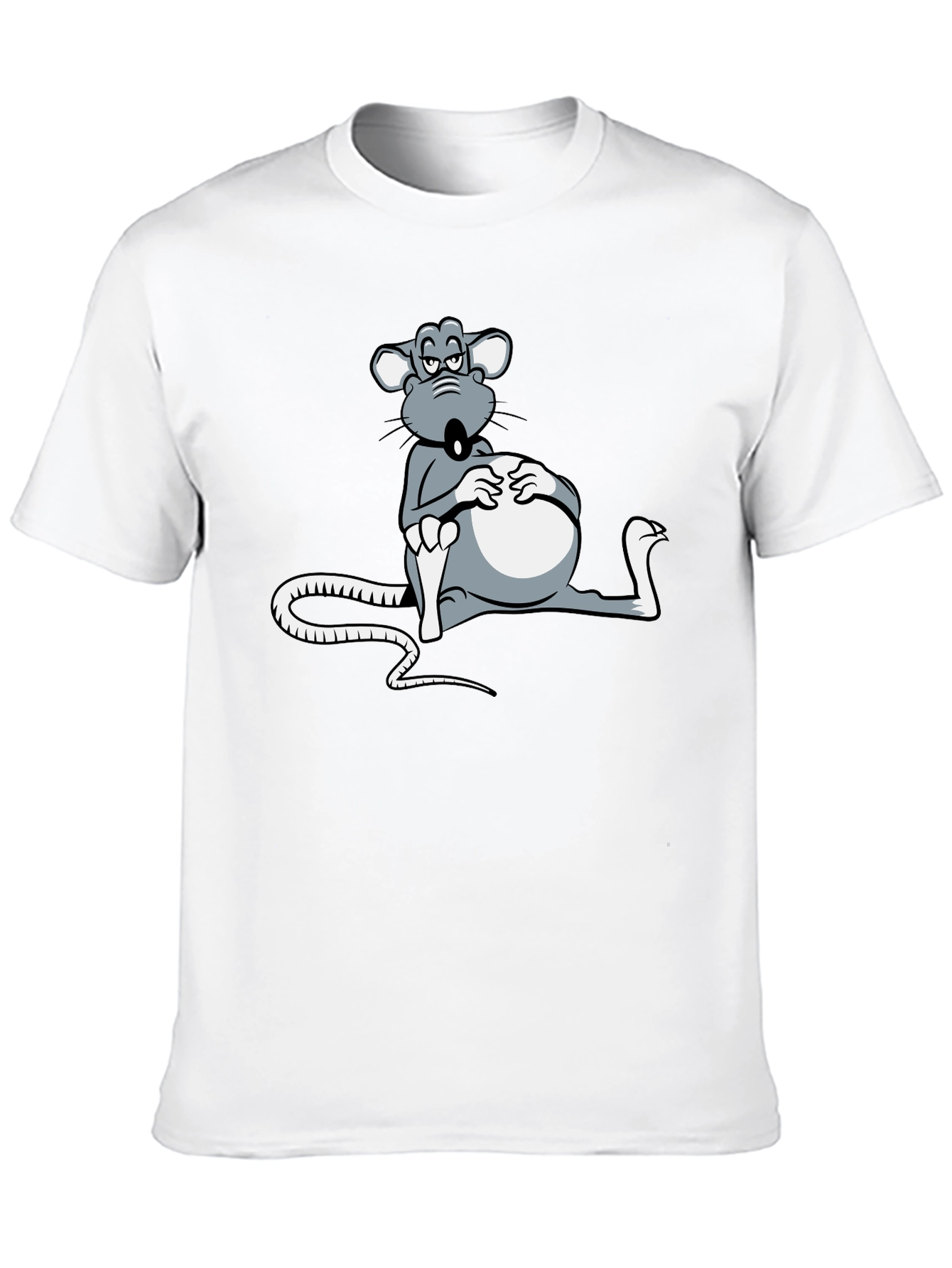 Black T-Shirt with Cartoon Mouse Graphic