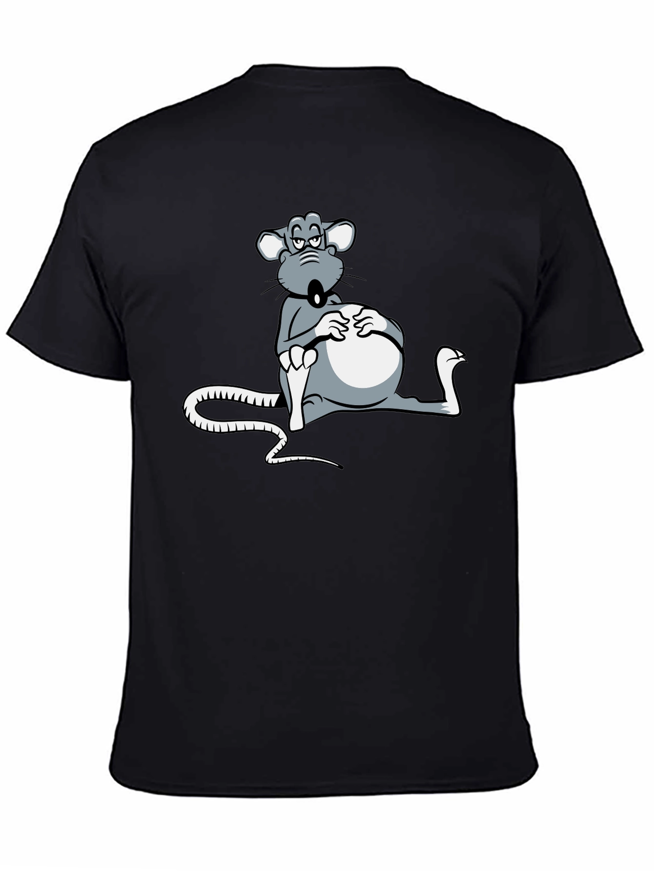Black T-Shirt with Cartoon Mouse Graphic