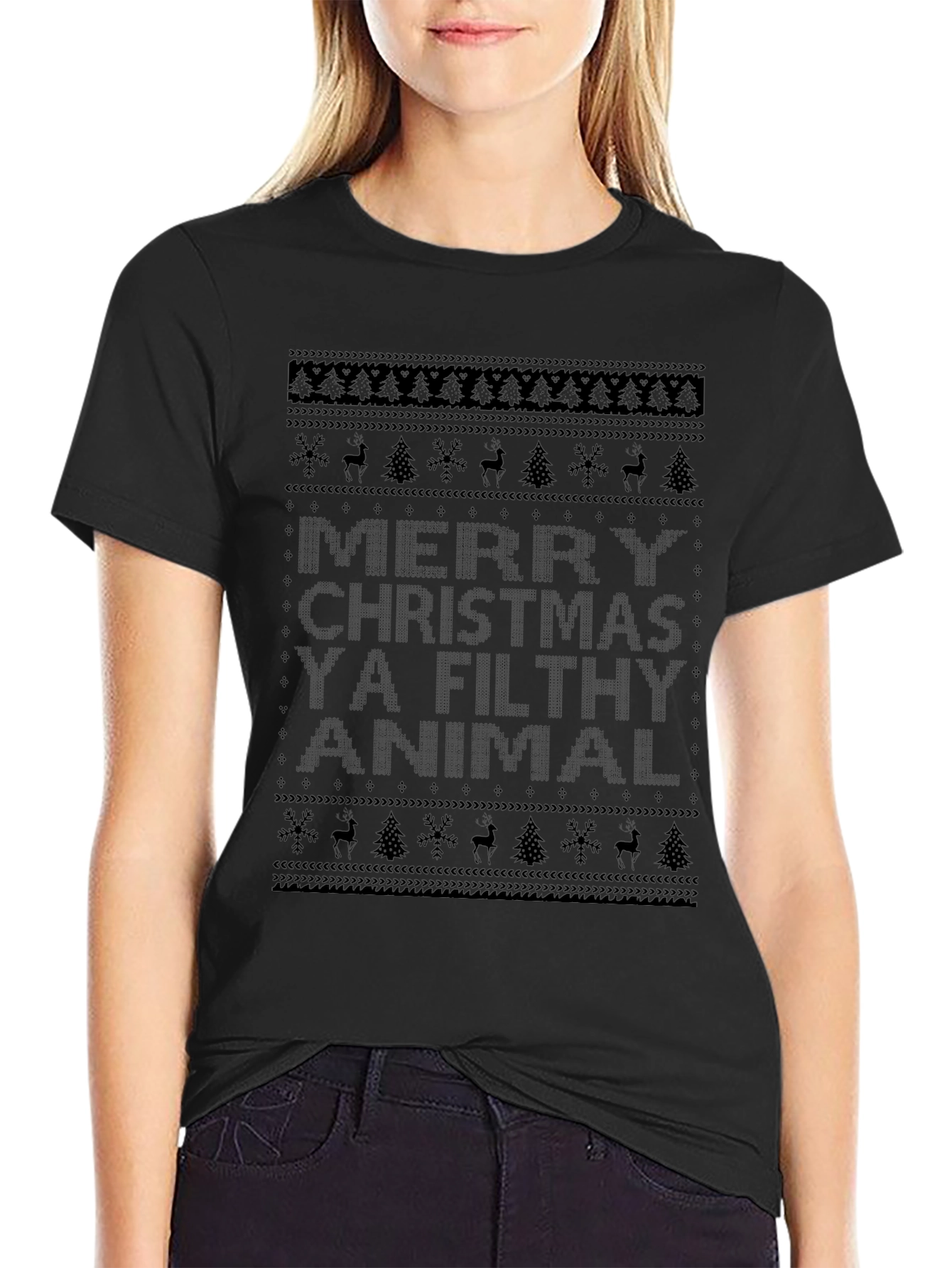 Merry Christmas Ya Filthy Animal Ugly Sweater T-Shirt
