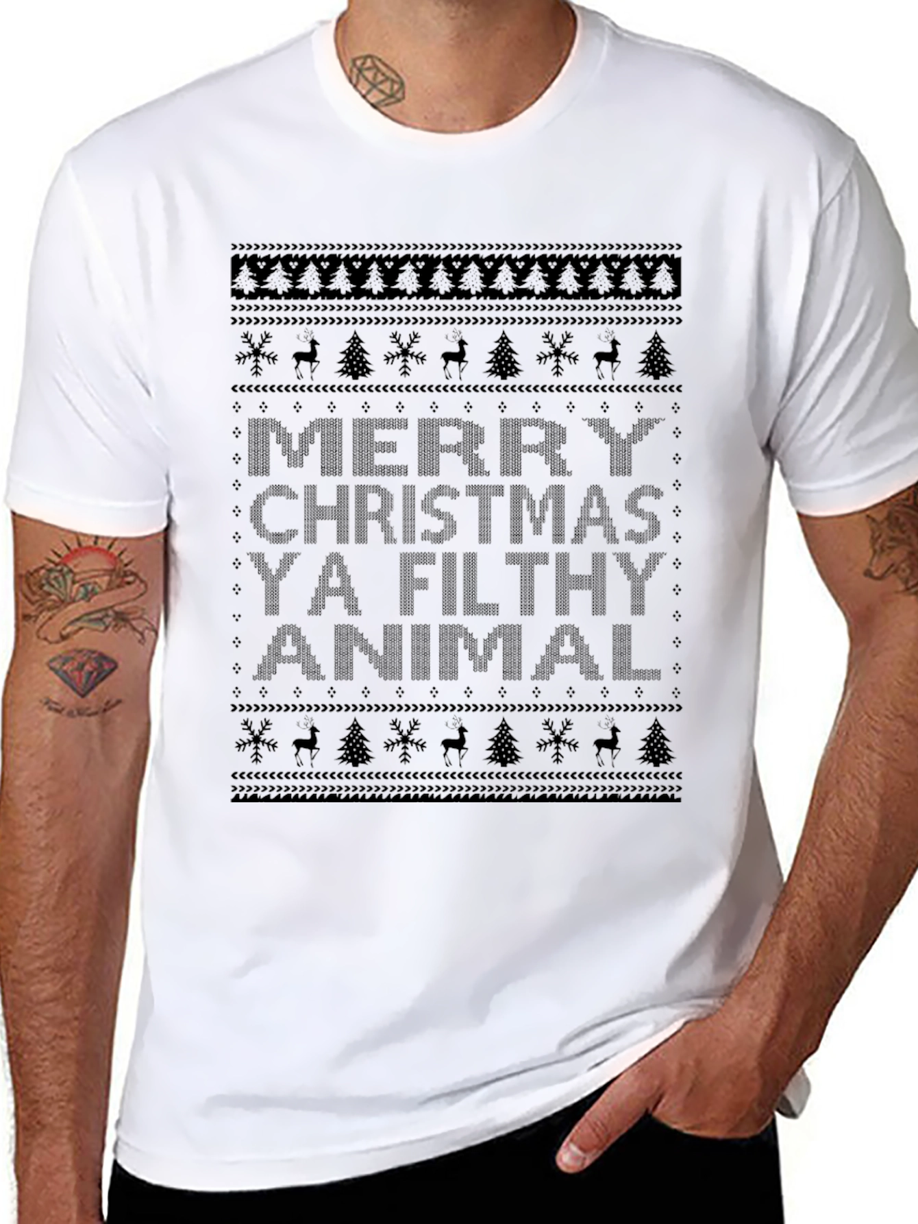 Merry Christmas Ya Filthy Animal Ugly Sweater T-Shirt