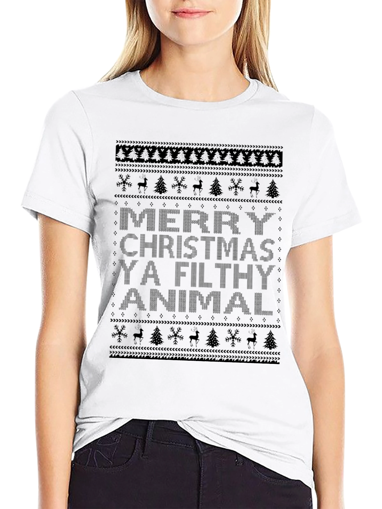 Merry Christmas Ya Filthy Animal Ugly Sweater T-Shirt