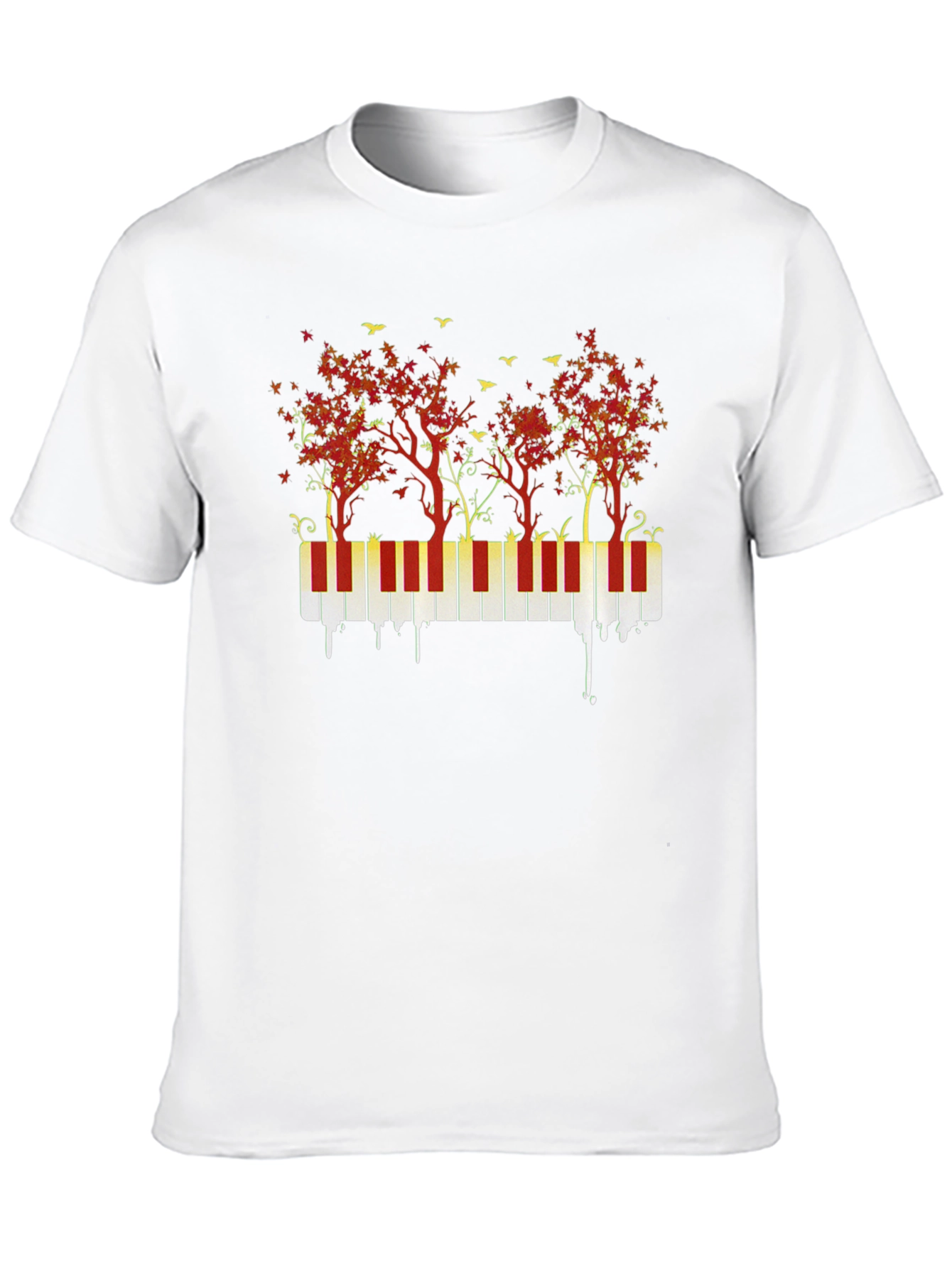 Piano Keys and Autumn Trees Graphic T-Shirt