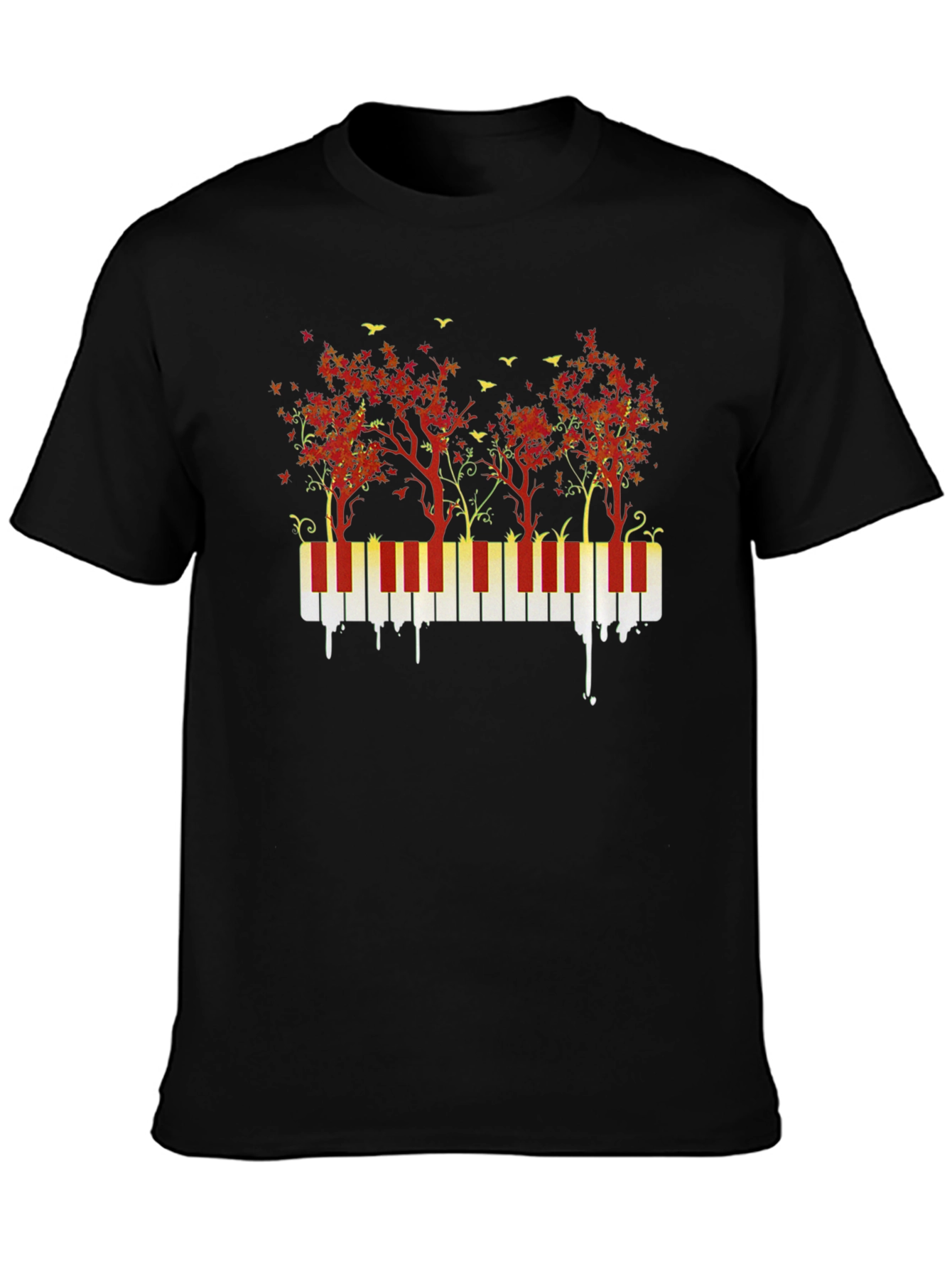Piano Keys and Autumn Trees Graphic T-Shirt