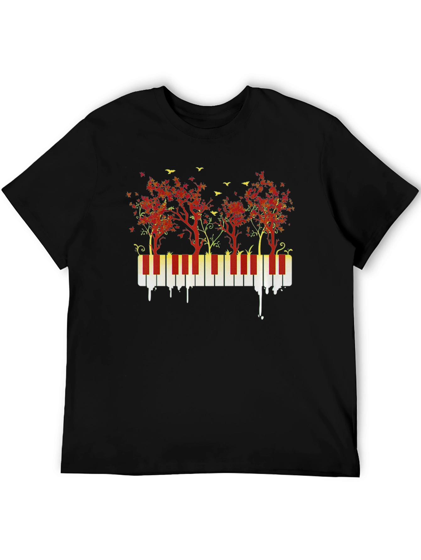 Piano Keys and Autumn Trees Graphic T-Shirt