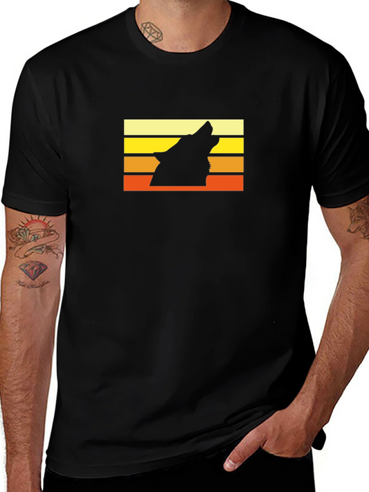 Retro Wolf Silhouette Graphic T-Shirt