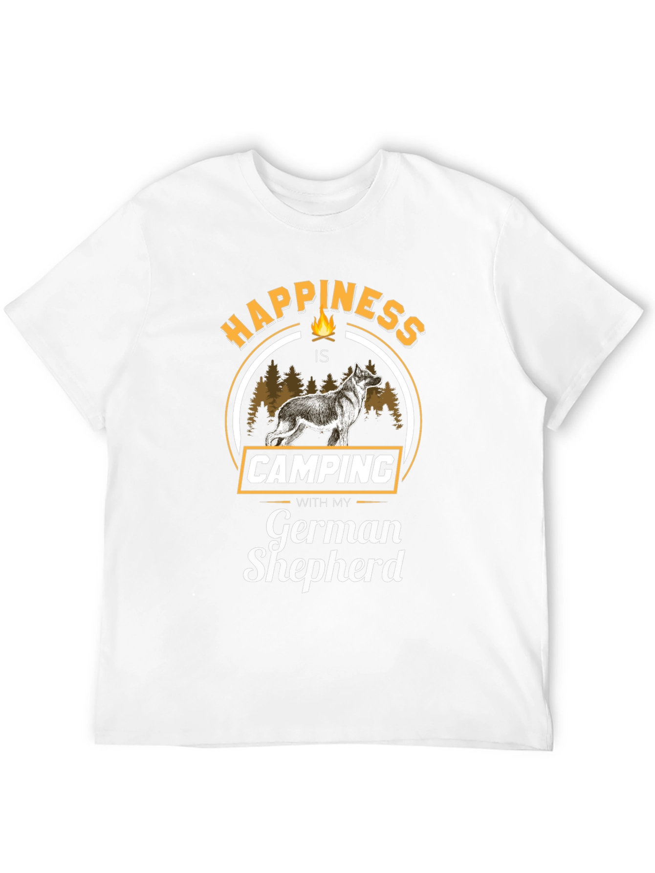 Happiness is Camping with German Shepherd T-Shirt