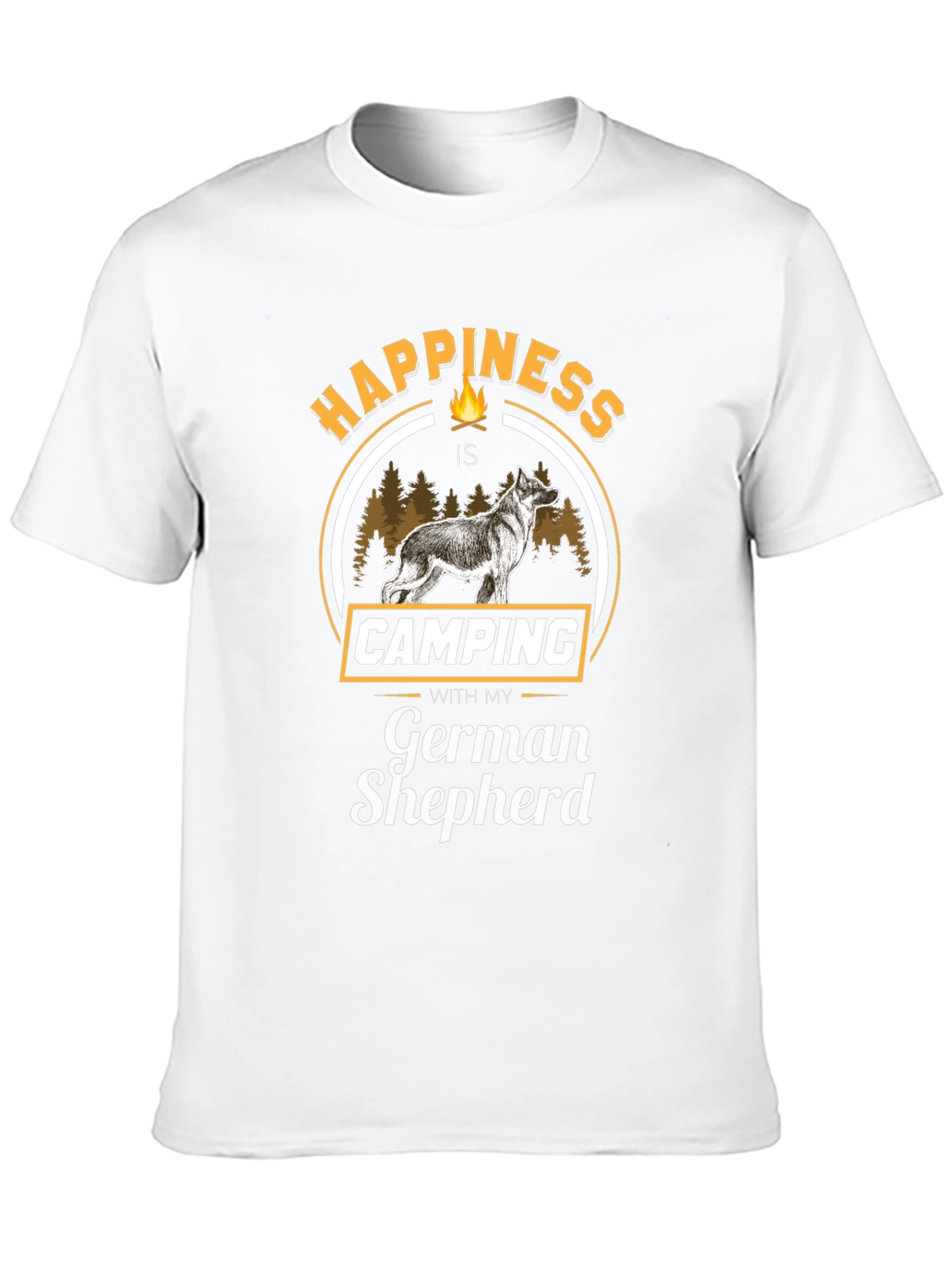 Happiness is Camping with German Shepherd T-Shirt
