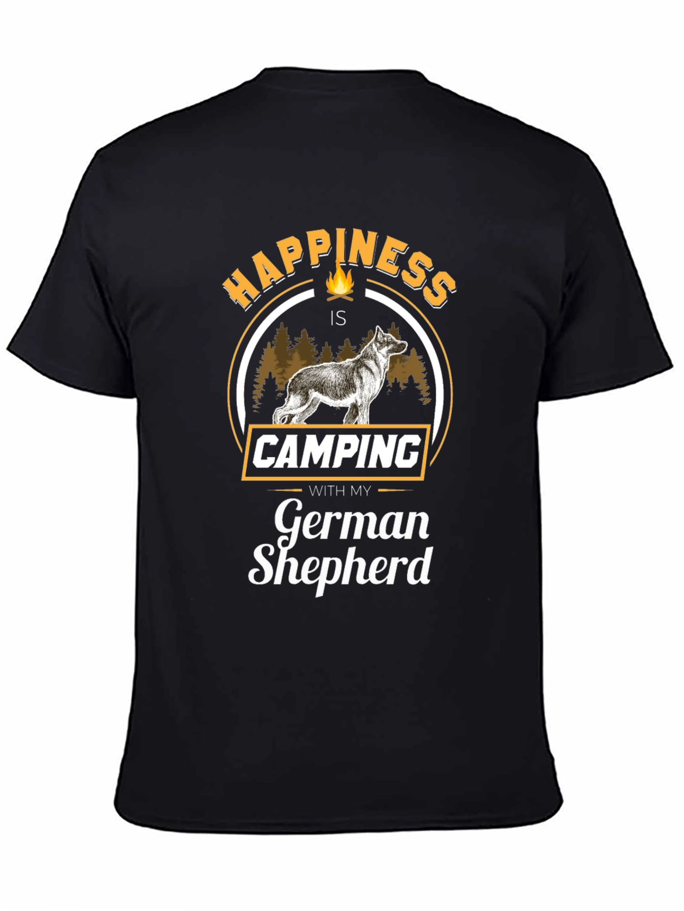 Happiness is Camping with German Shepherd T-Shirt