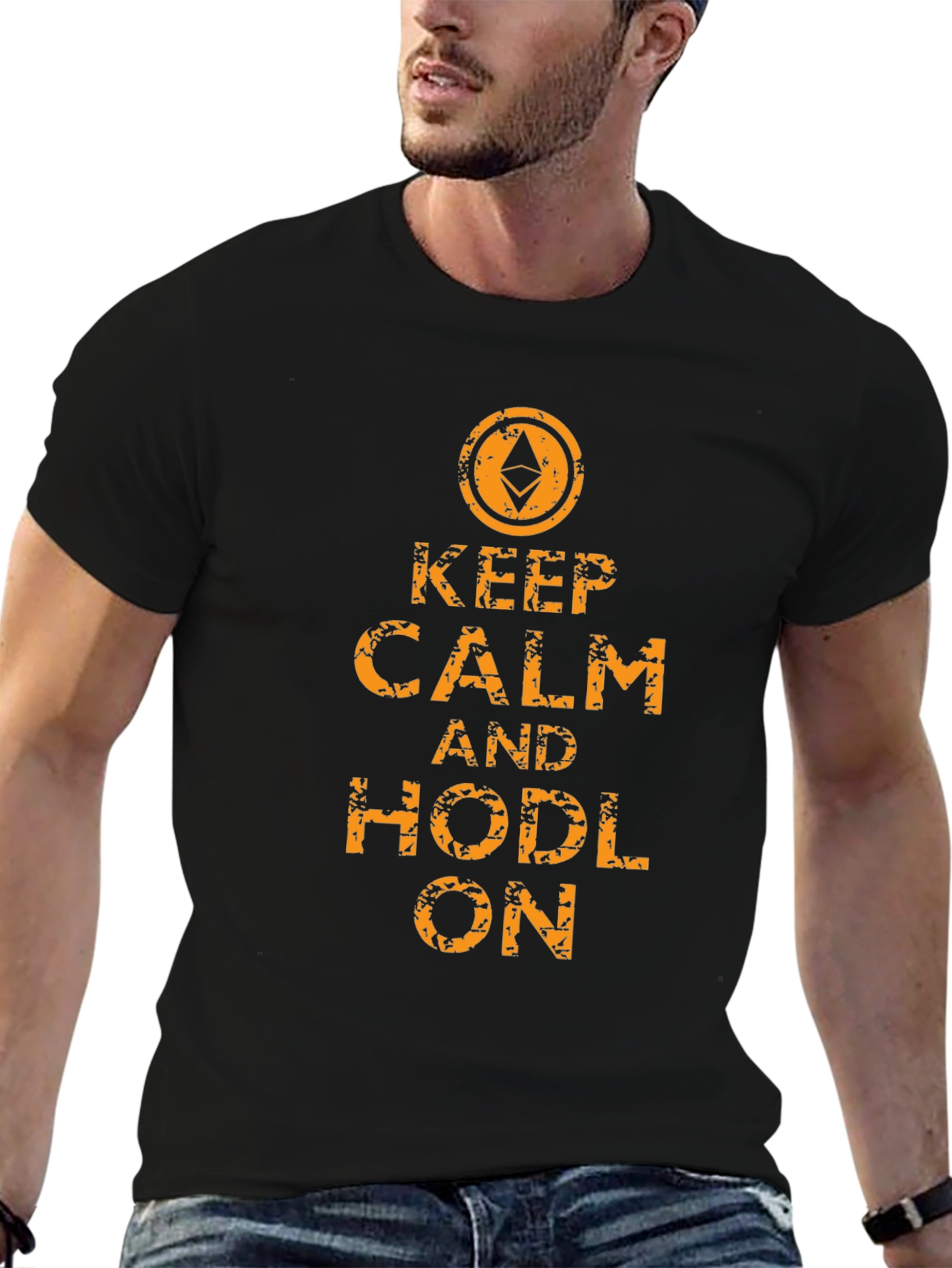 Keep Calm & Hodl On Ethereum Black T-Shirt