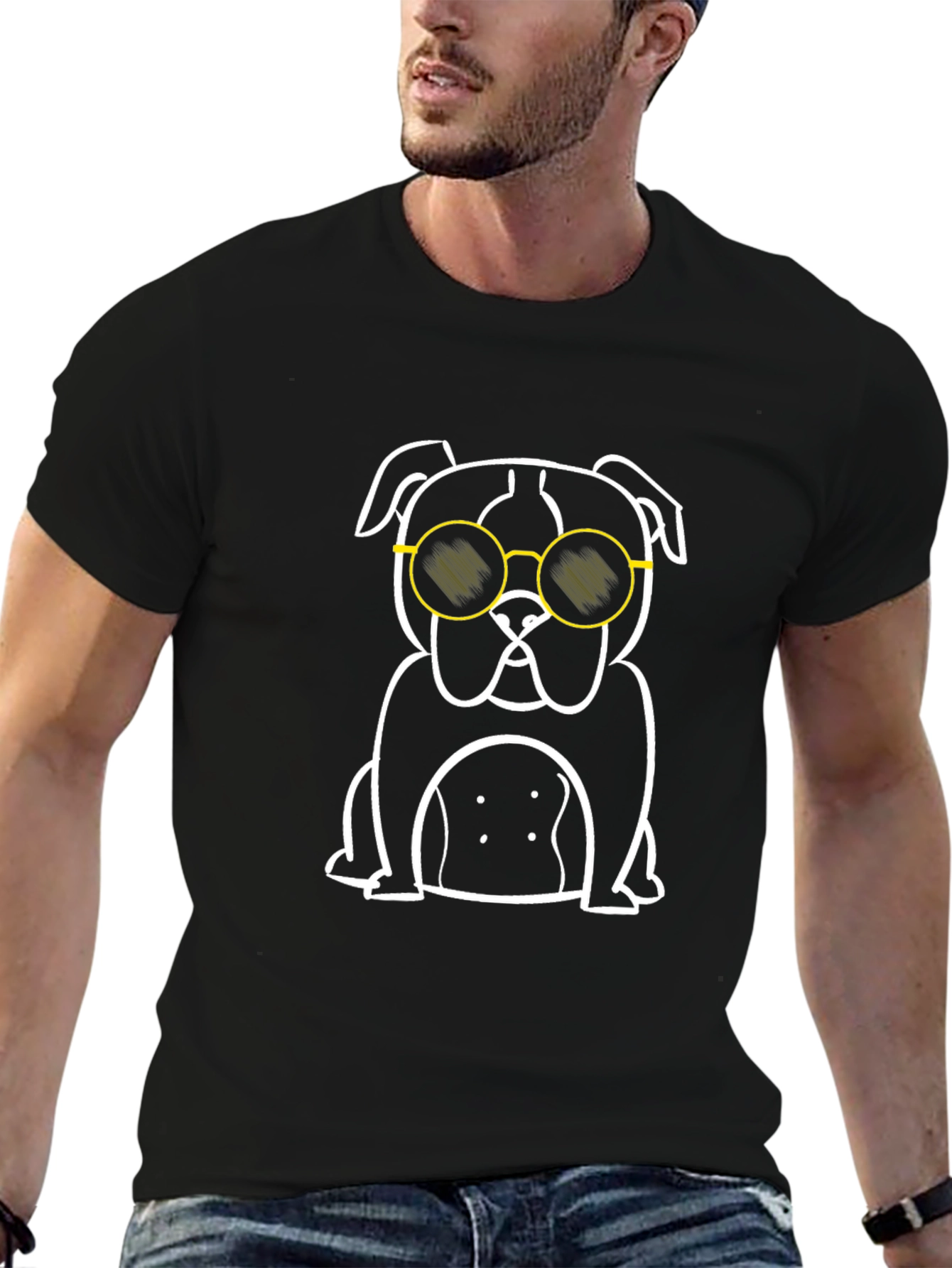 Cool Bulldog Graphic T-Shirt - Black