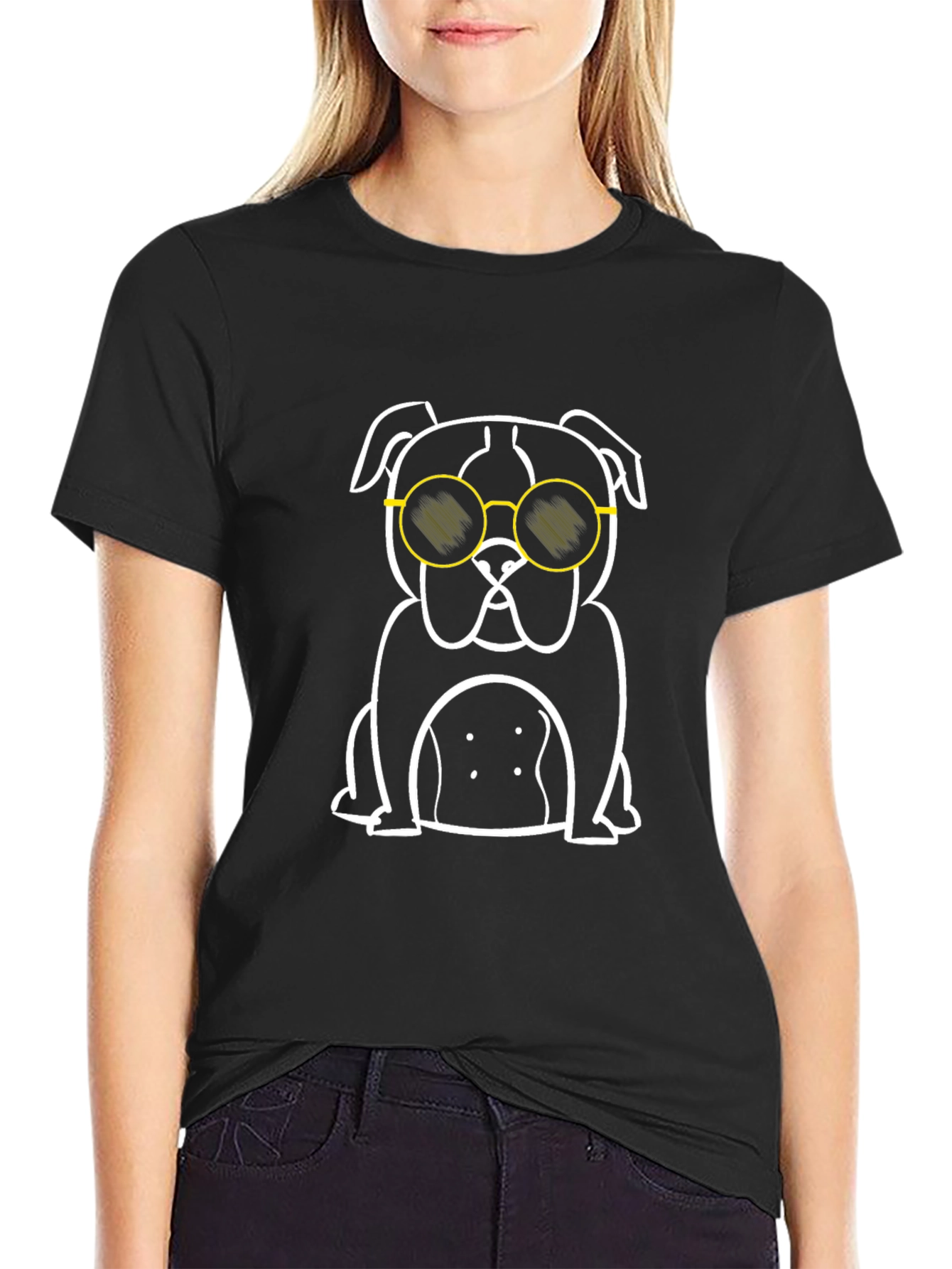 Cool Bulldog Graphic T-Shirt - Black