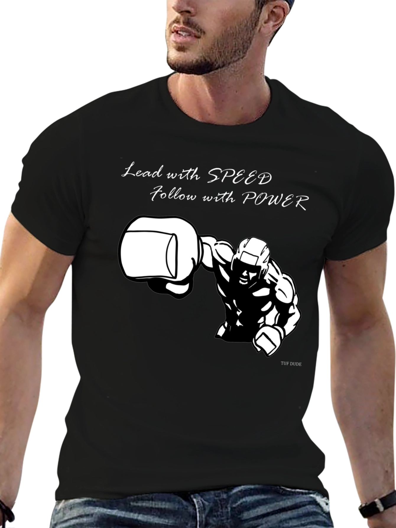 Mens Graphic T-Shirt: Lead with Speed Follow with Power