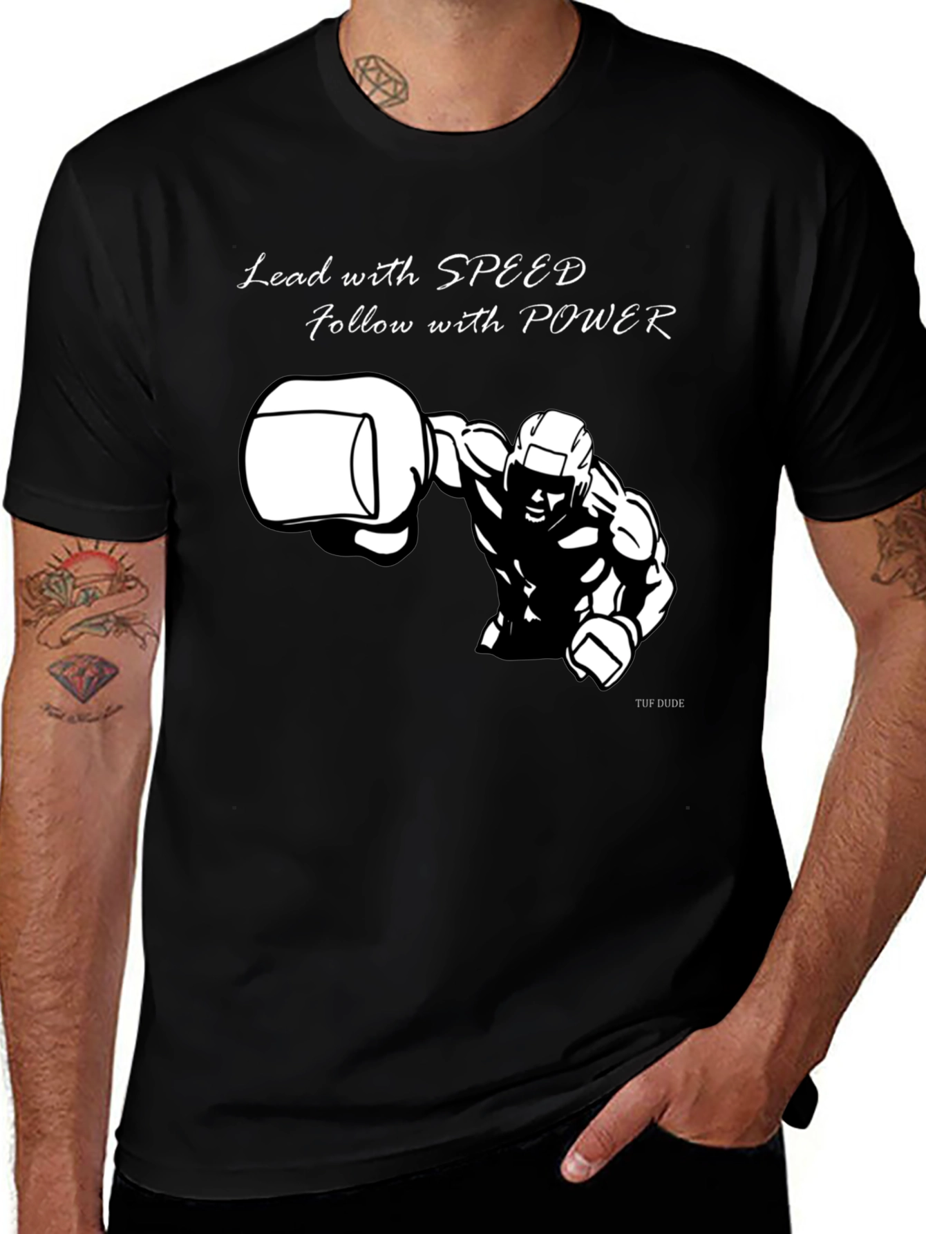 Mens Graphic T-Shirt: Lead with Speed Follow with Power