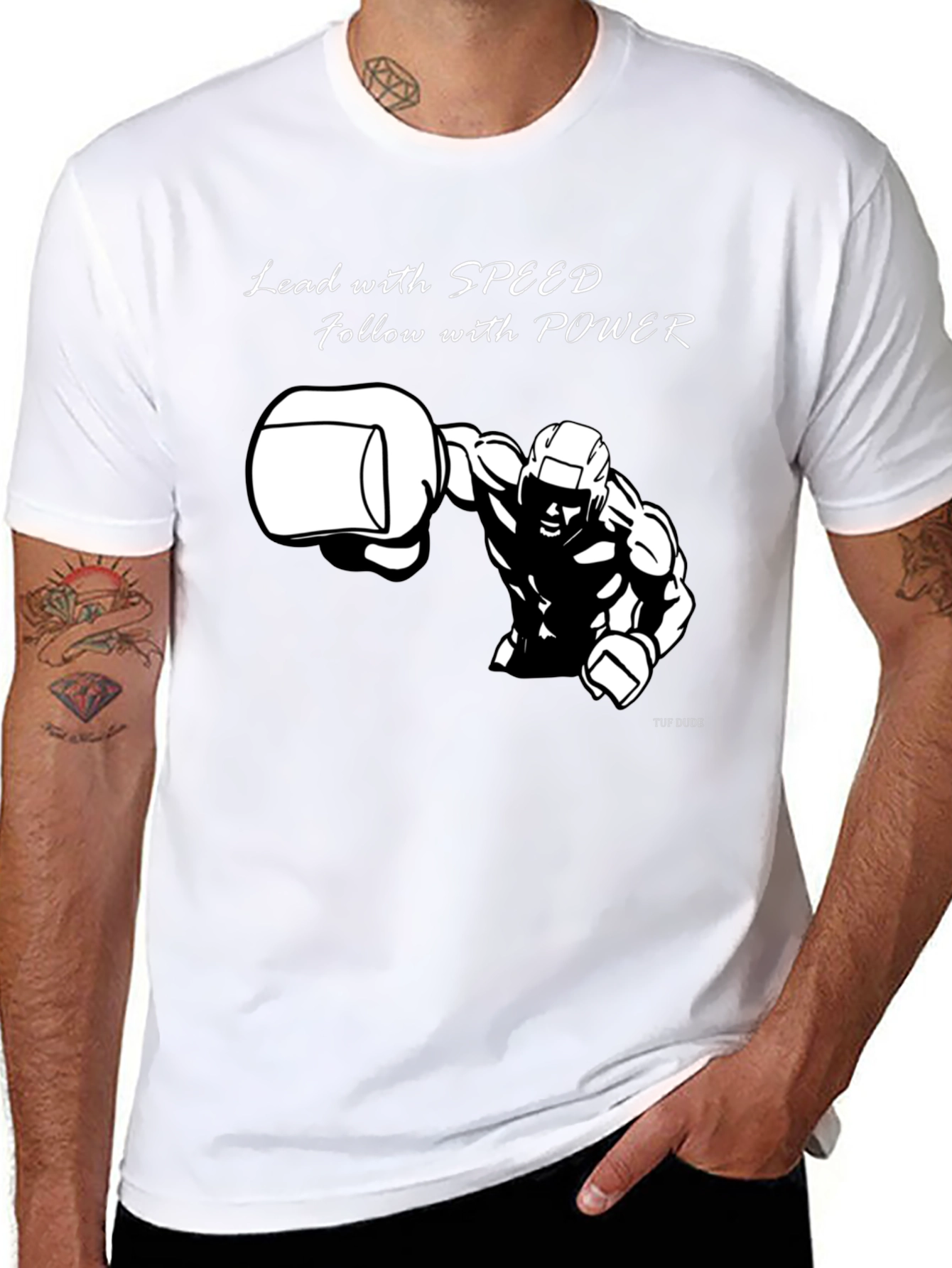 Mens Graphic T-Shirt: Lead with Speed Follow with Power
