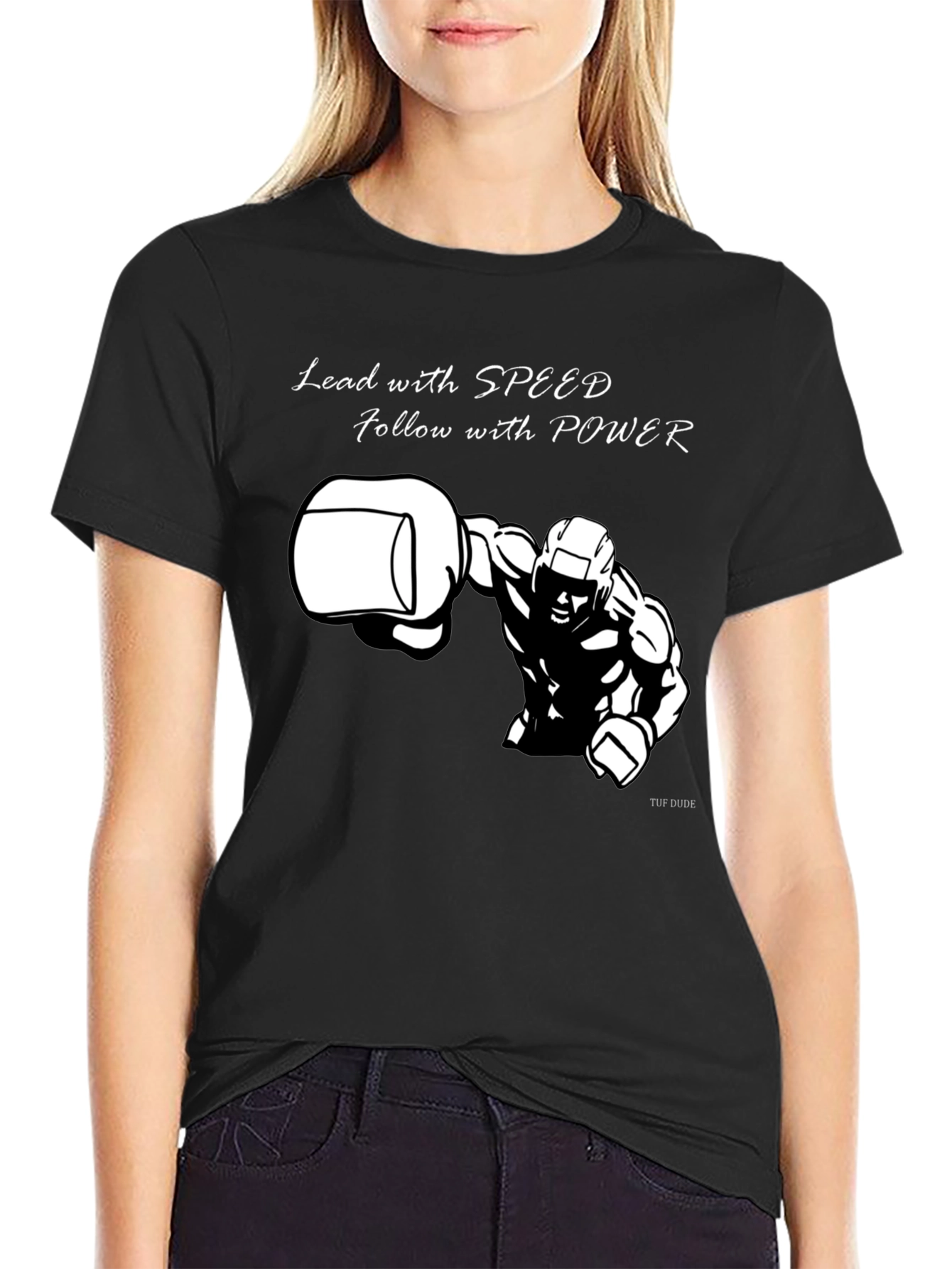 Mens Graphic T-Shirt: Lead with Speed Follow with Power