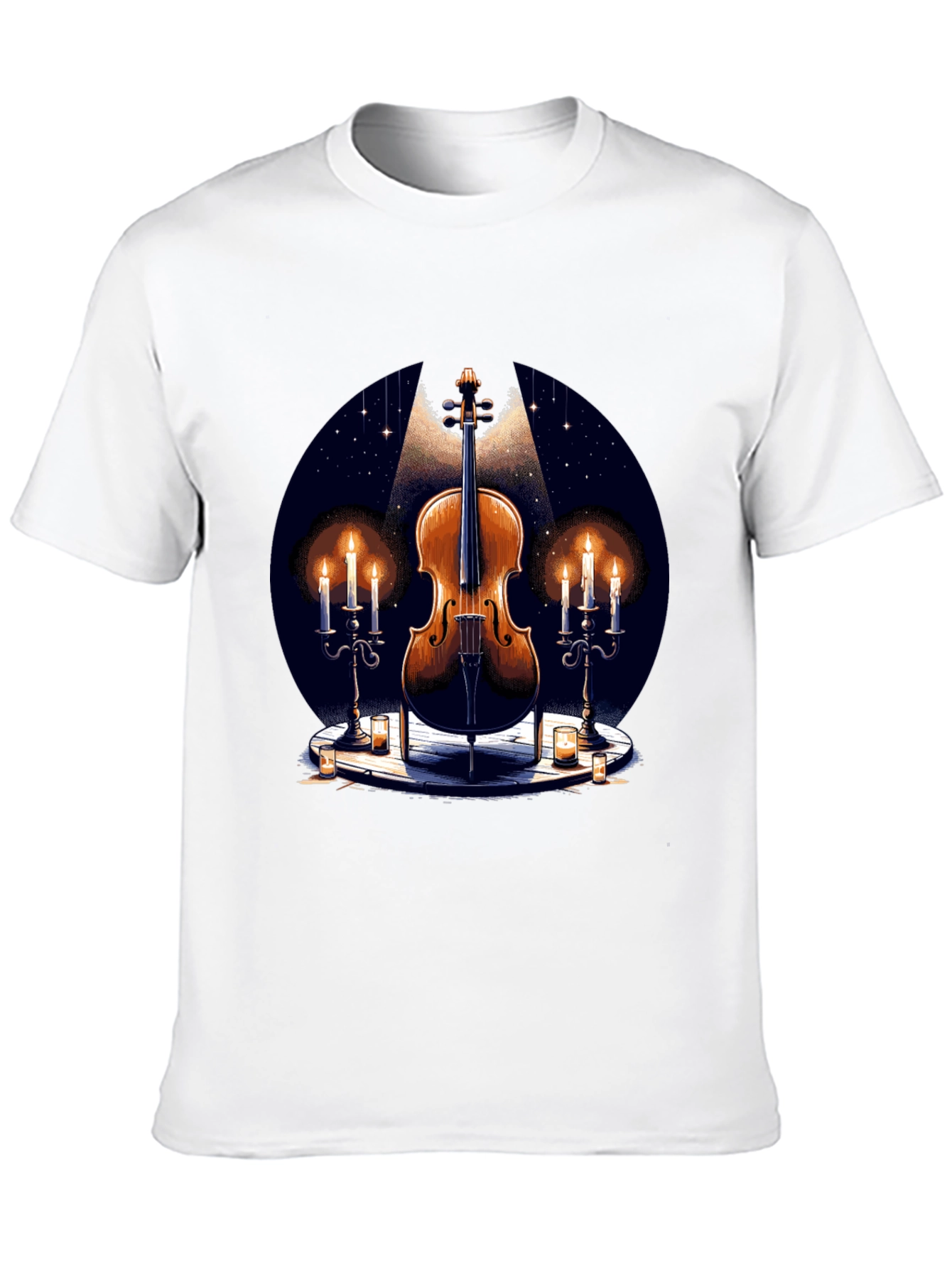 Violin and Candles Graphic T-Shirt