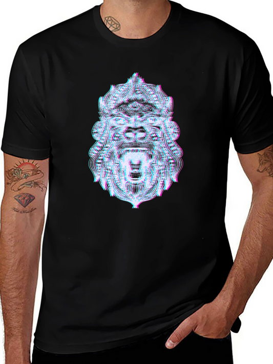Glitch Art Gorilla Graphic Tee - Black