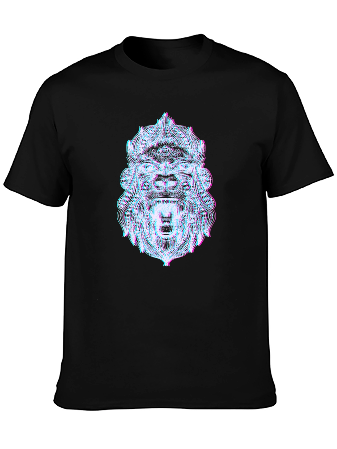 Glitch Art Gorilla Graphic Tee - Black