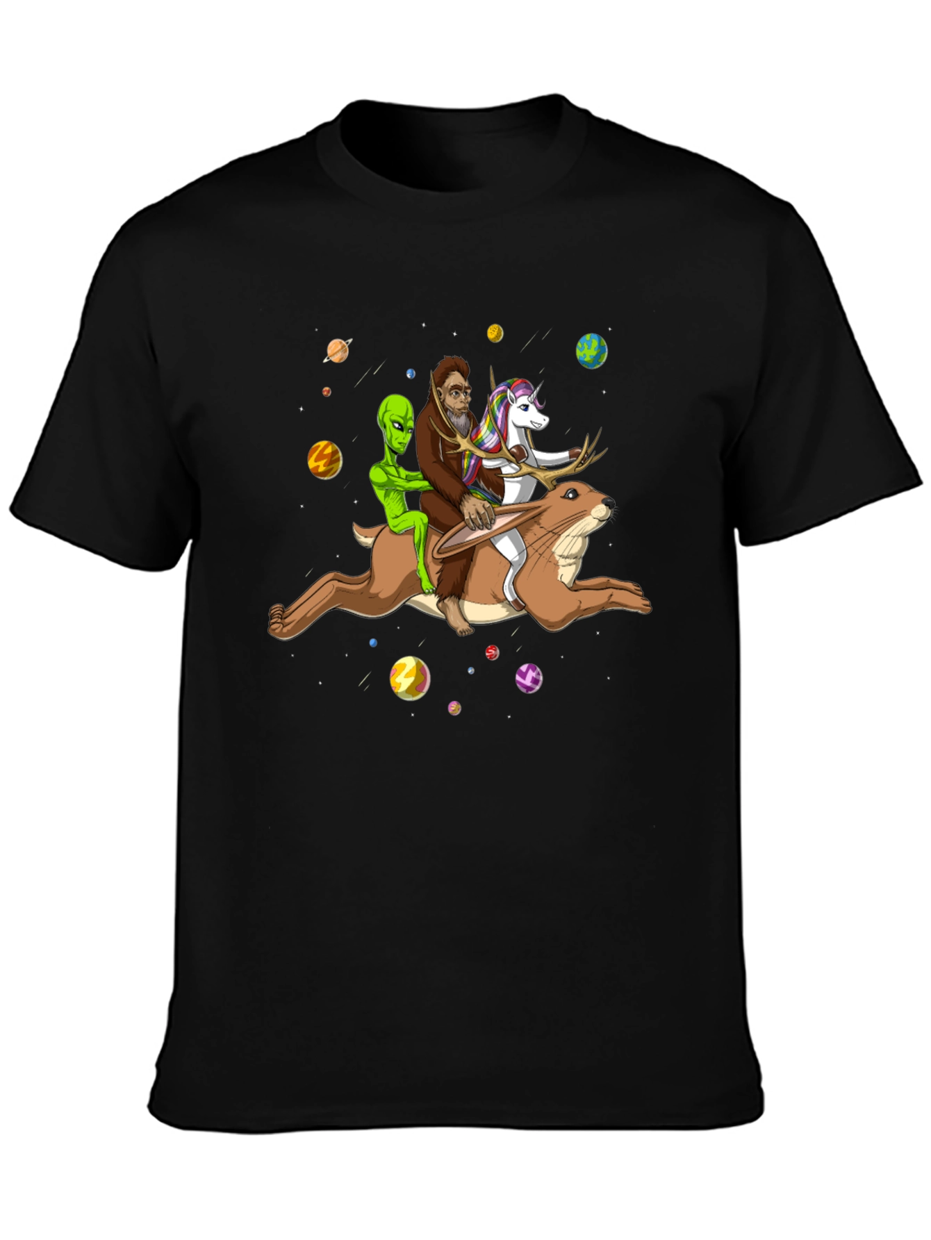 Cosmic Bigfoot Alien Unicorn T-Shirt