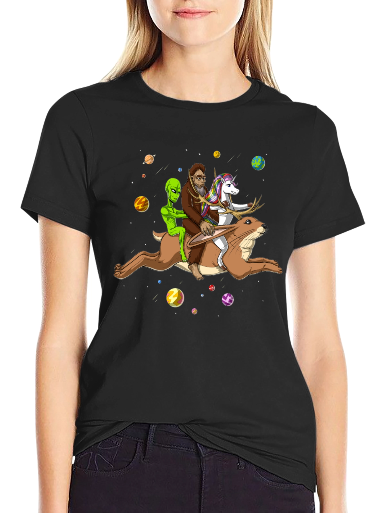 Cosmic Bigfoot Alien Unicorn T-Shirt