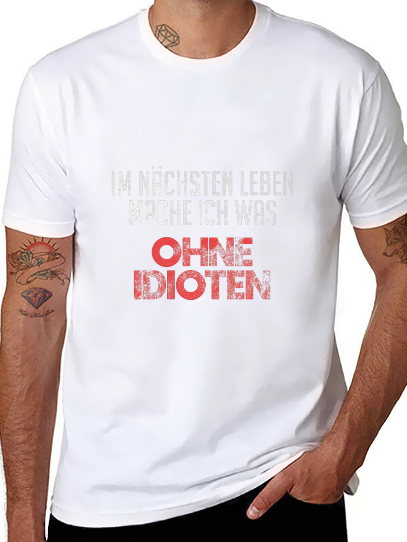 Funny German Slogan T-Shirt - Next Life Without Idiots