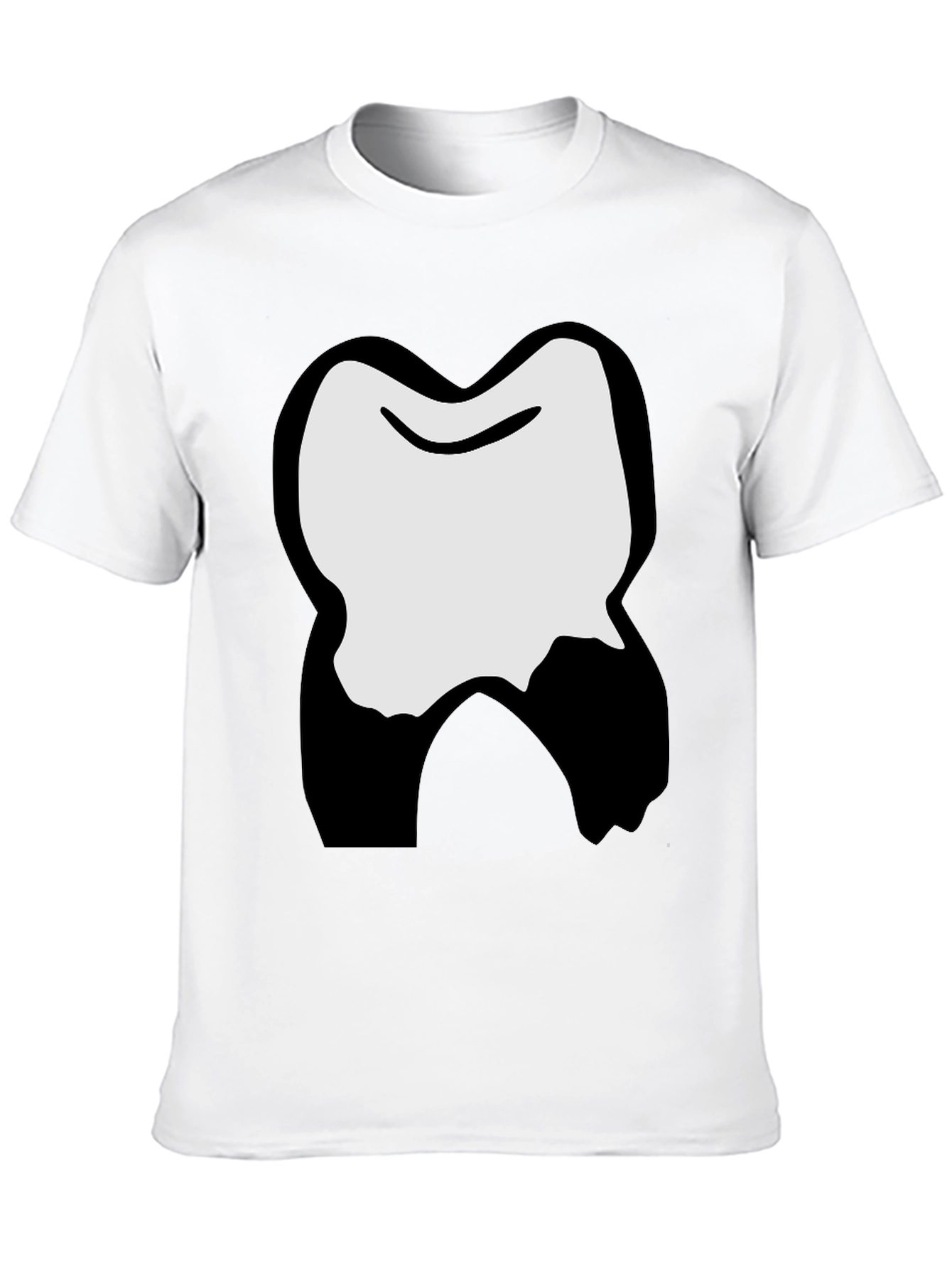 Funny Cartoon Tooth Graphic Black T-Shirt