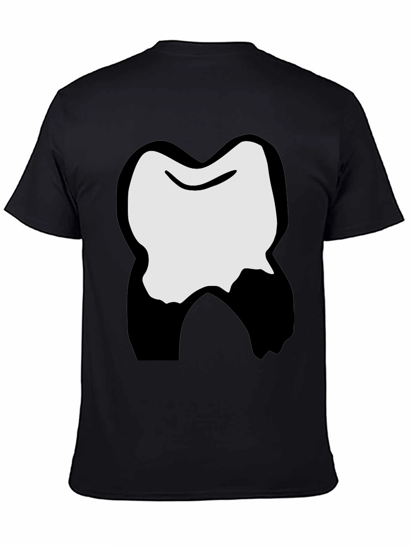 Funny Cartoon Tooth Graphic Black T-Shirt