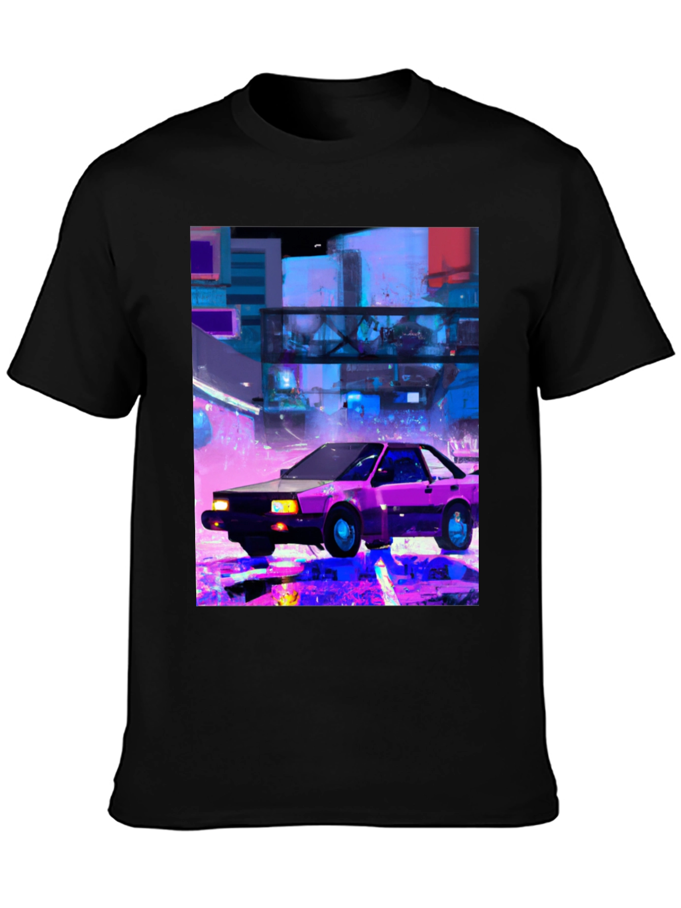 Retro Cyberpunk Car T-Shirt - Black