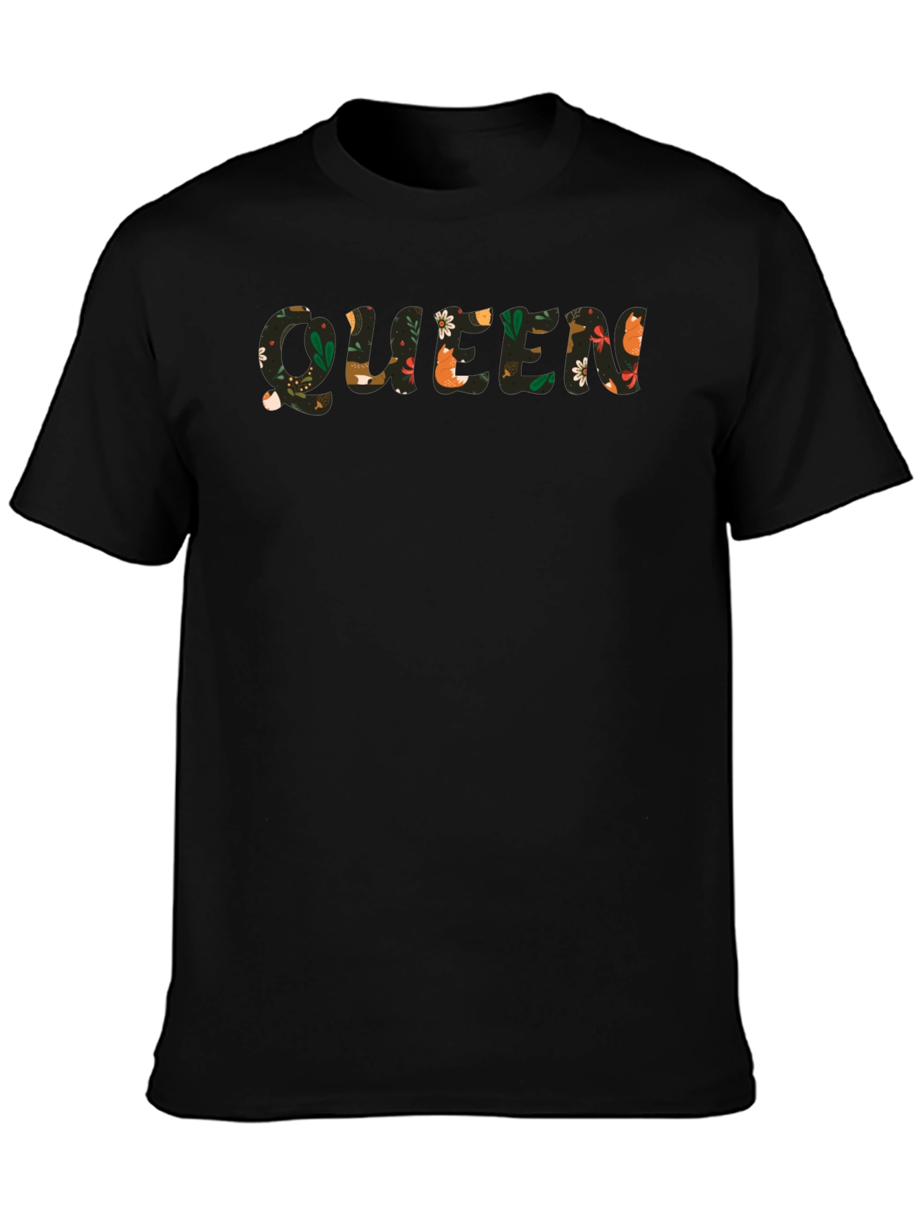 Floral Queen Graphic Black T-Shirt