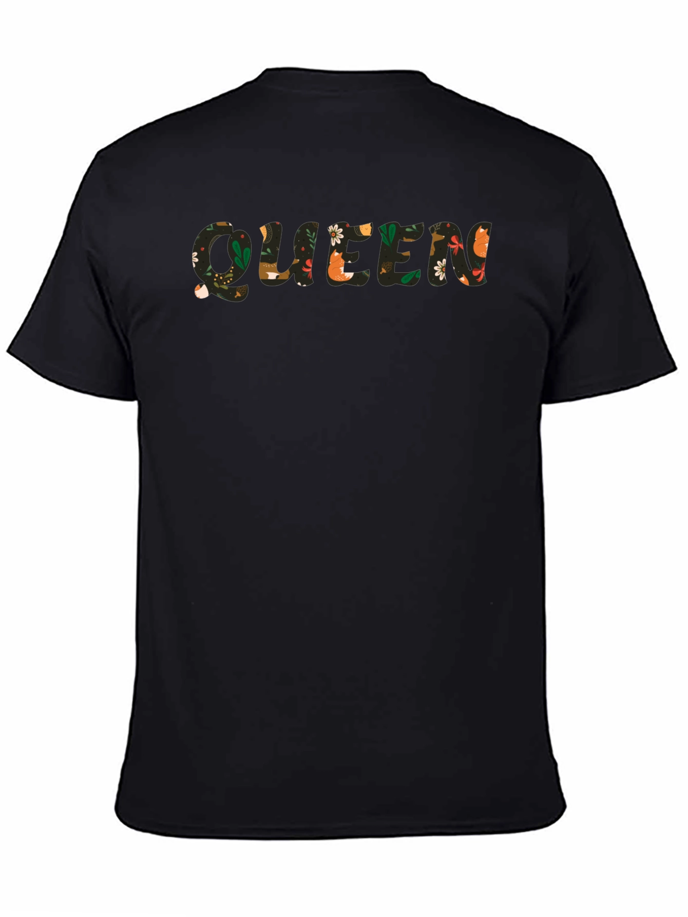 Floral Queen Graphic Black T-Shirt