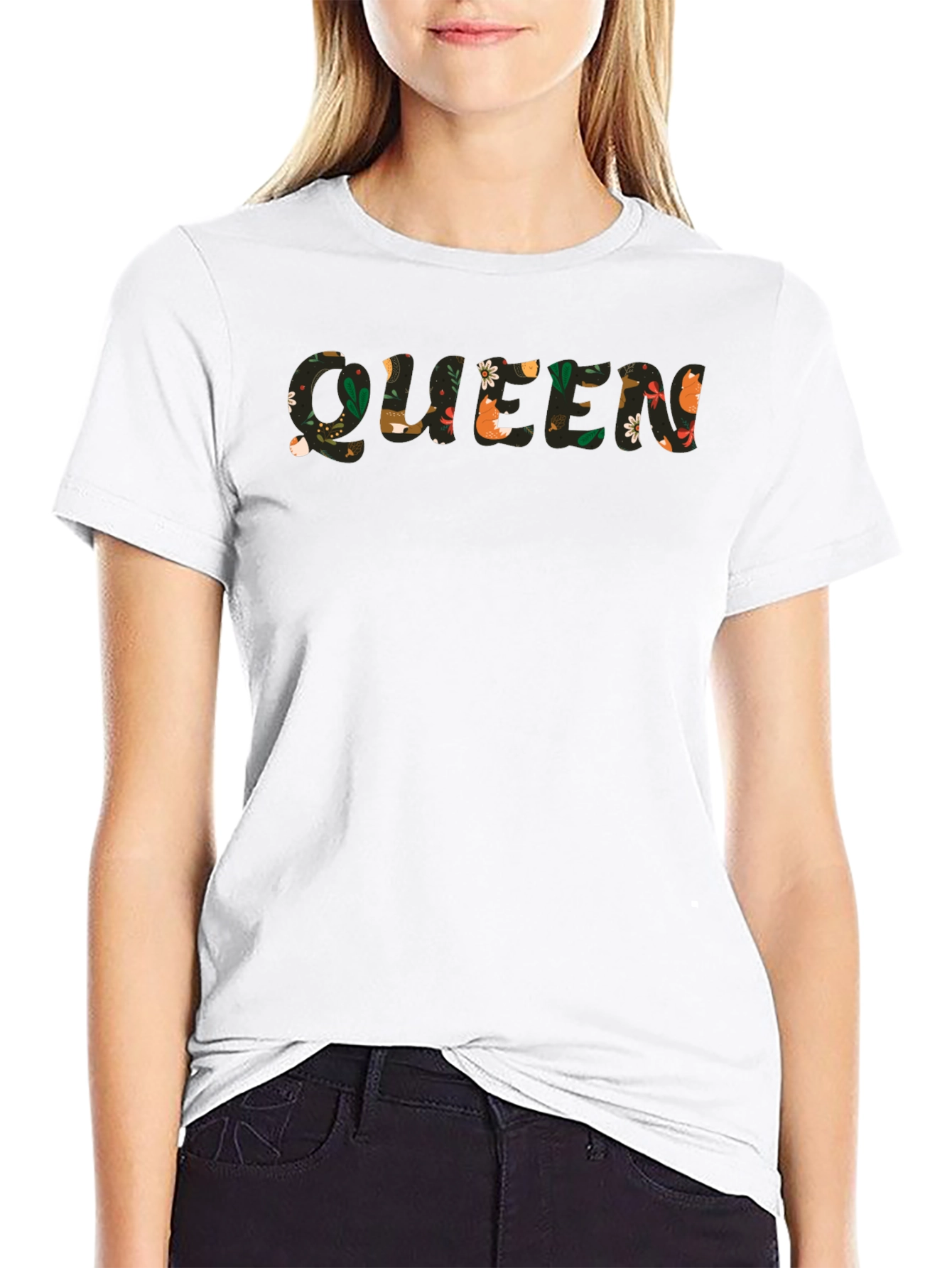 Floral Queen Graphic Black T-Shirt