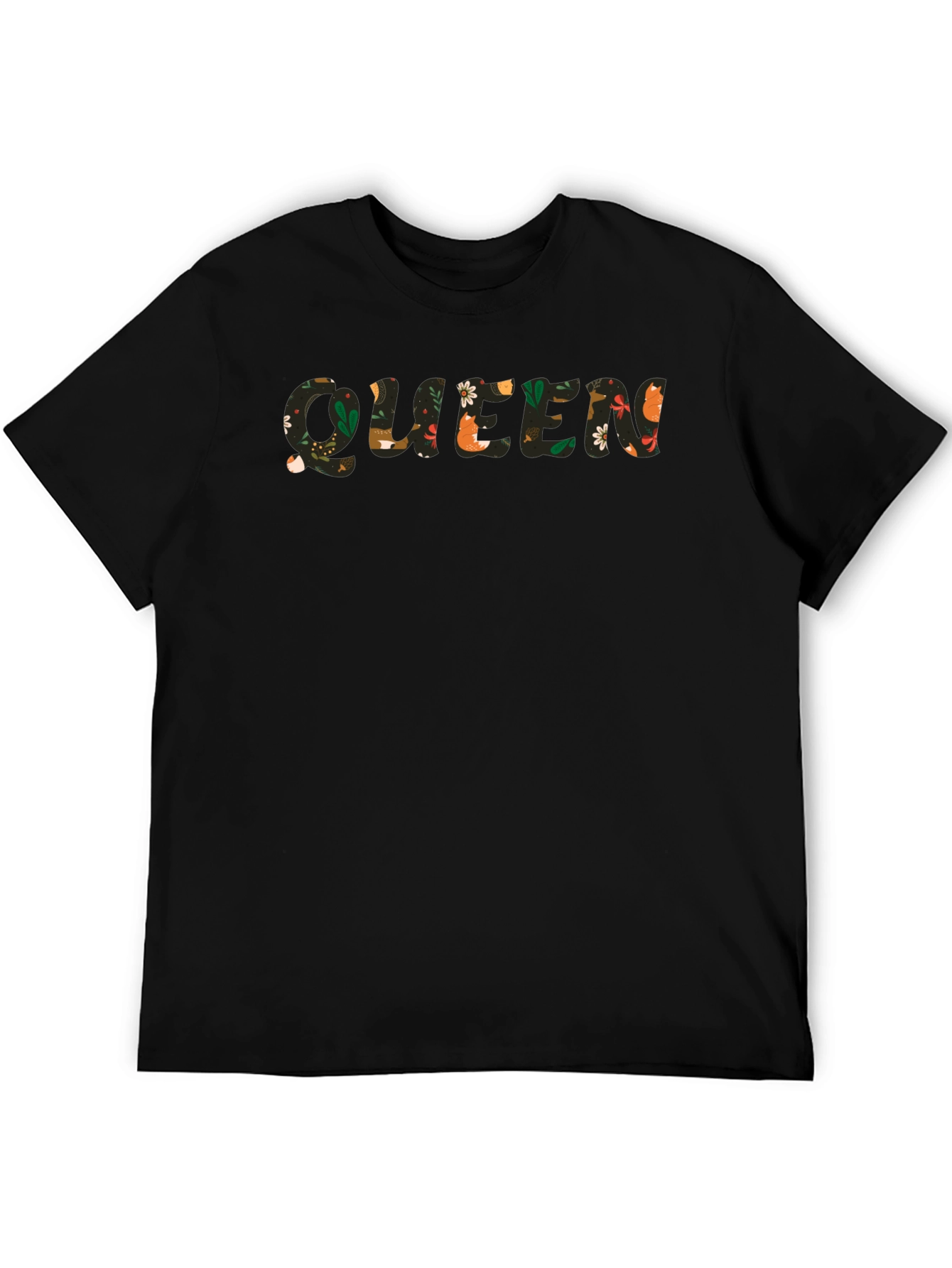 Floral Queen Graphic Black T-Shirt