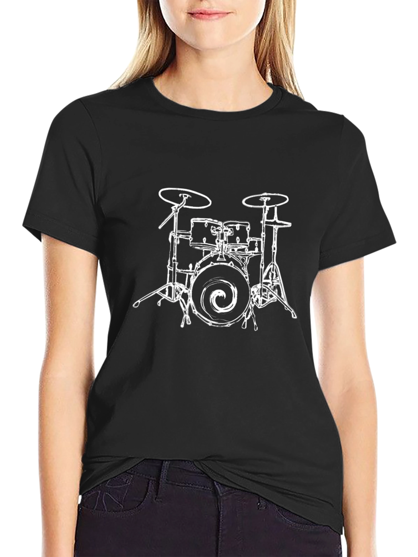Drum Kit Graphic Tee - Black Cotton Blend