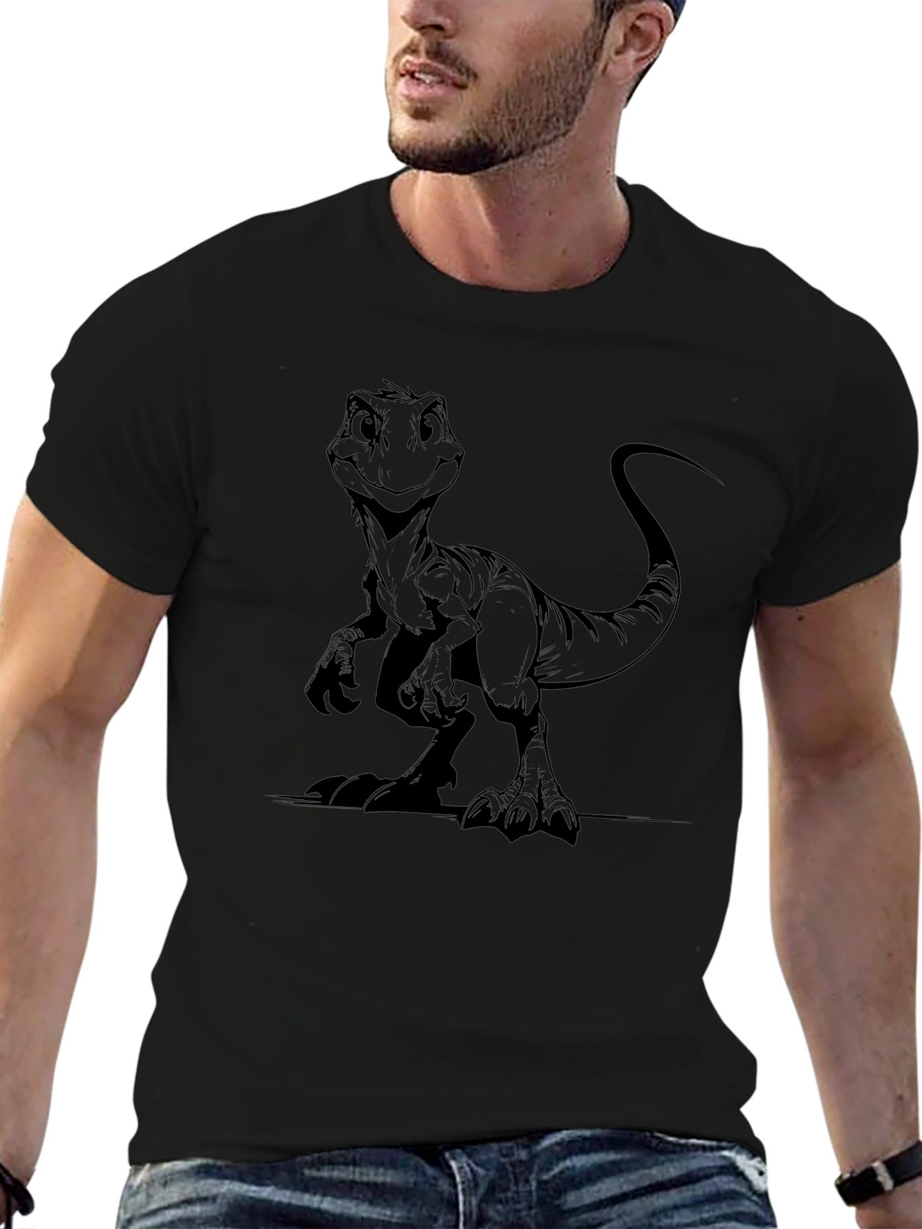 Dino T-Shirt - Black Cotton Blend
