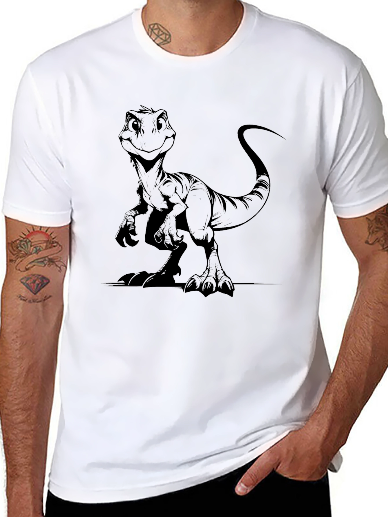 Dino T-Shirt - Black Cotton Blend