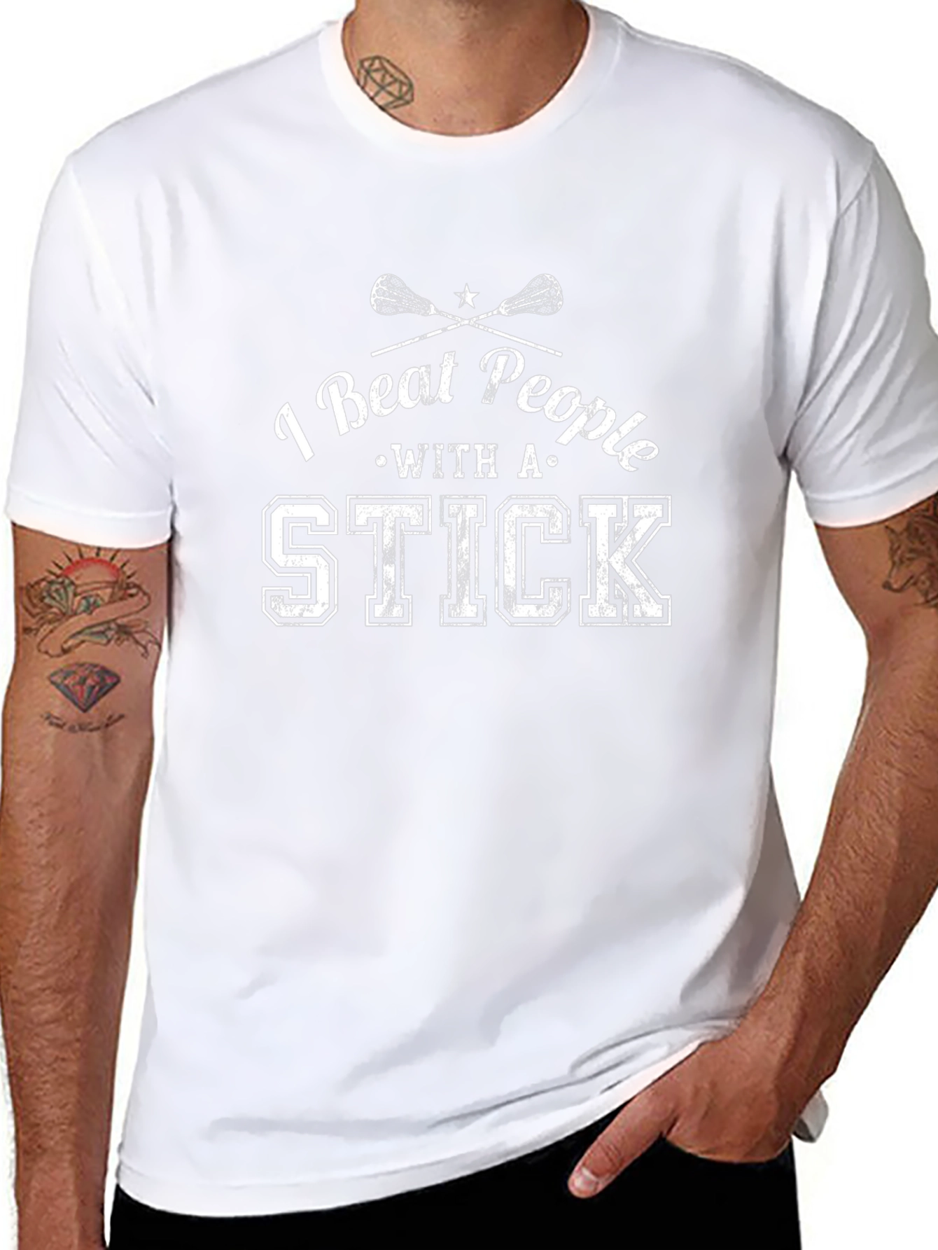 I Beat People With A Stick Black T-Shirt