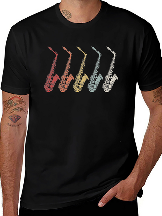 Retro Saxophone Graphic T-Shirt
