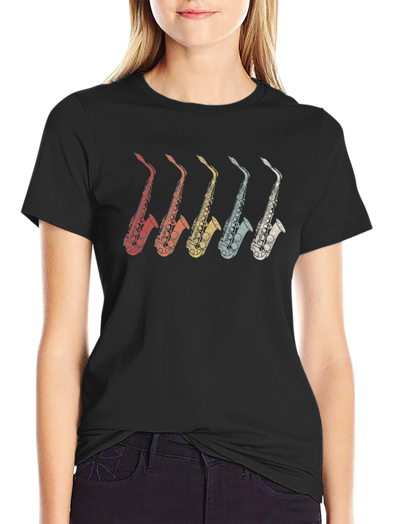 Retro Saxophone Graphic T-Shirt