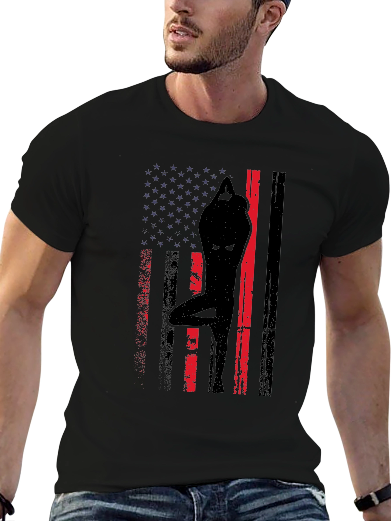Yoga American Flag Graphic T-Shirt