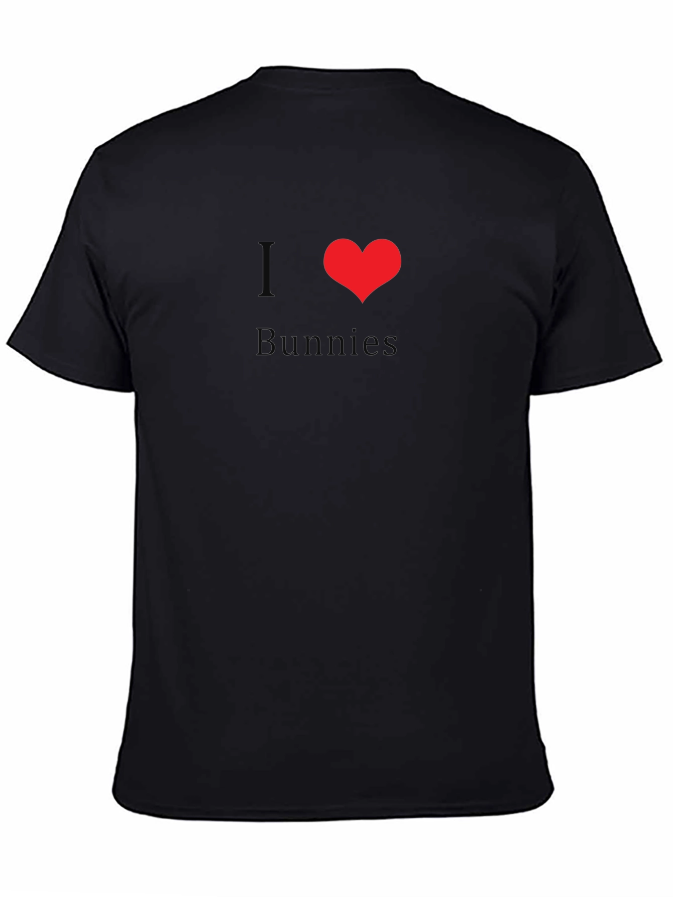 I Love Bunnies Black Crewneck T-Shirt