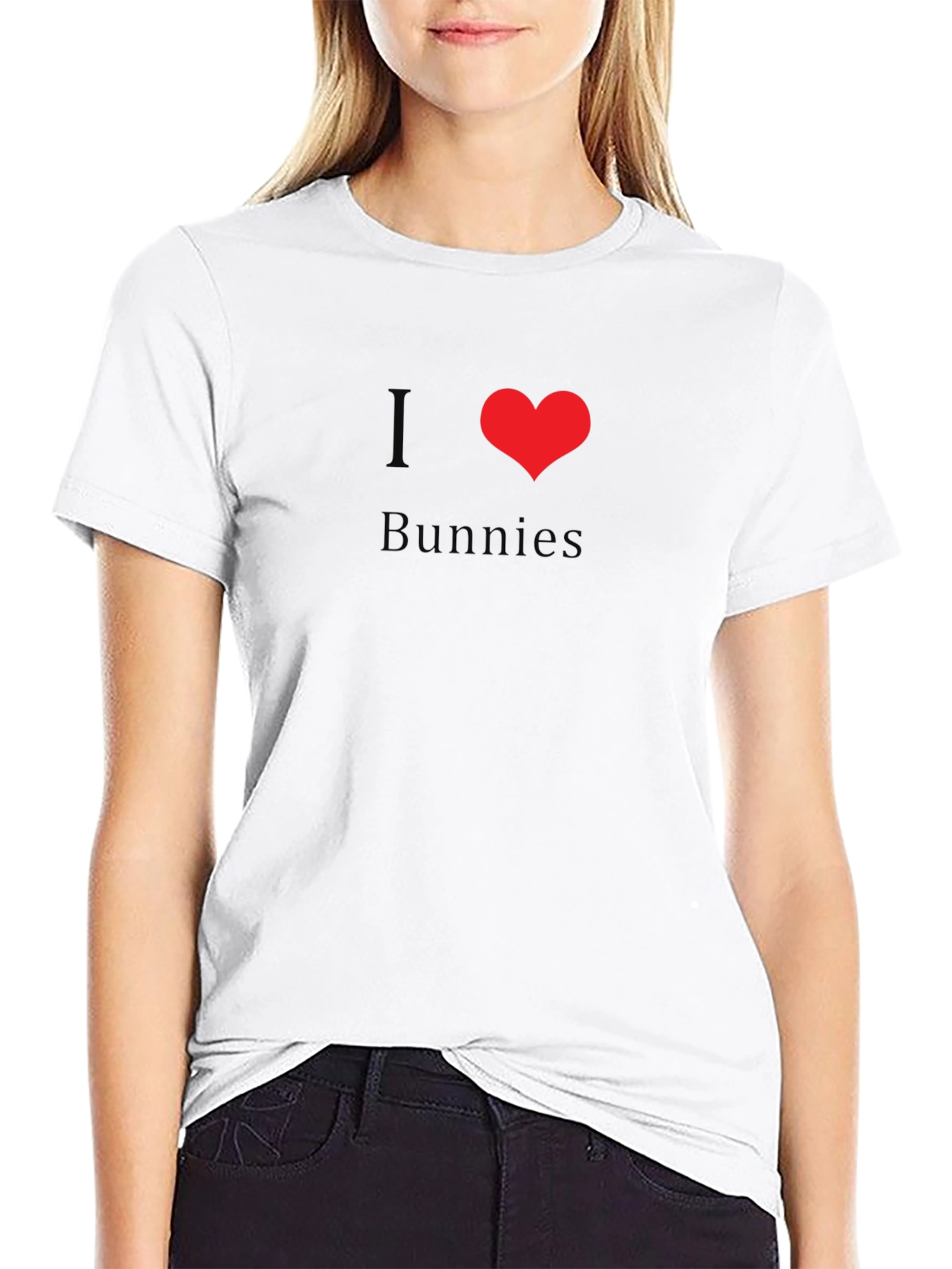 I Love Bunnies Black Crewneck T-Shirt